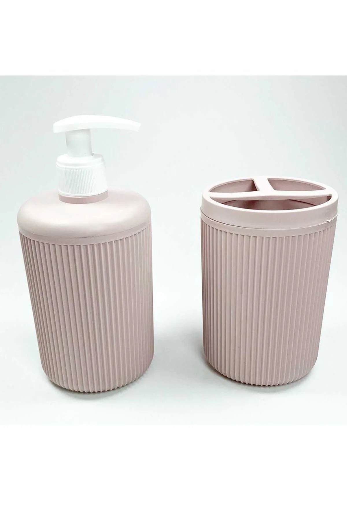 Plastik Sıvı Sabunluk ve Diş Fırçalık Set Renk Pudra - Just Cheap Store Görsel 2