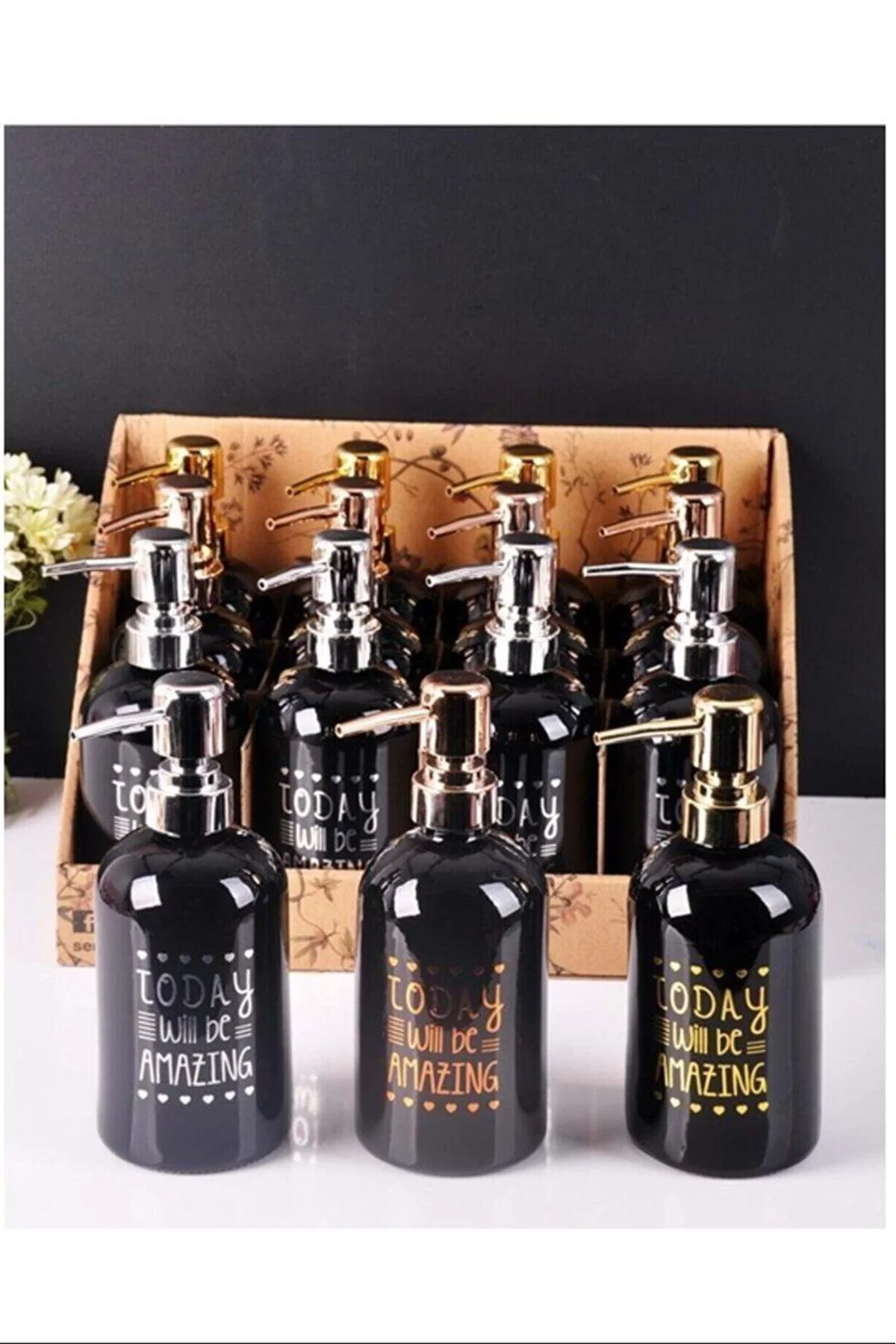 Yaldızlı Siyah Sıvı Sabunluk 1 Adet Royaleks-PAÇİ400708 - Just Cheap Store Görsel 2