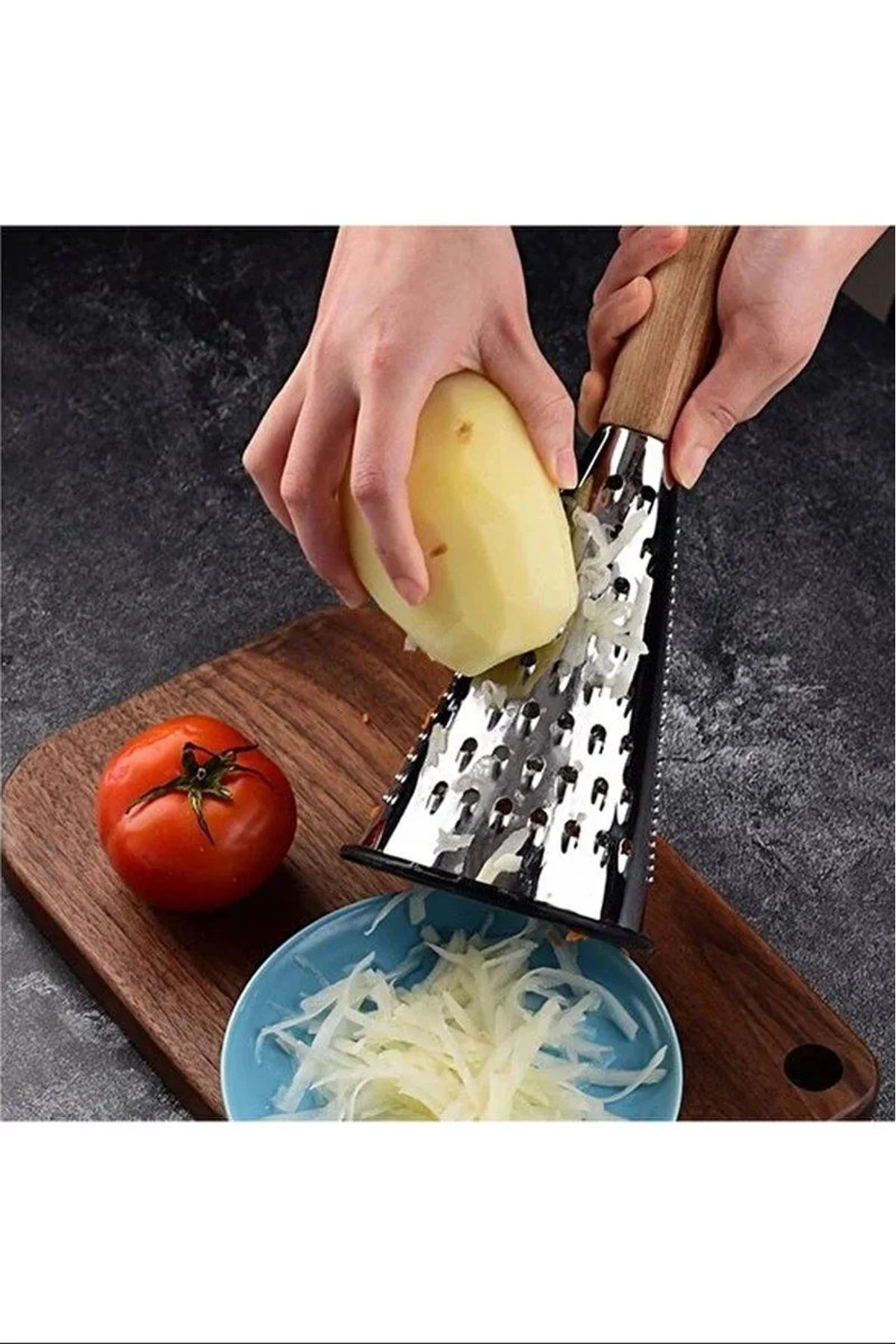 Çelik Lüks Paslanmaz Çelik Konik Rende Bambu Saplı Royaleks-RND03 - Just Cheap Store Görsel 2