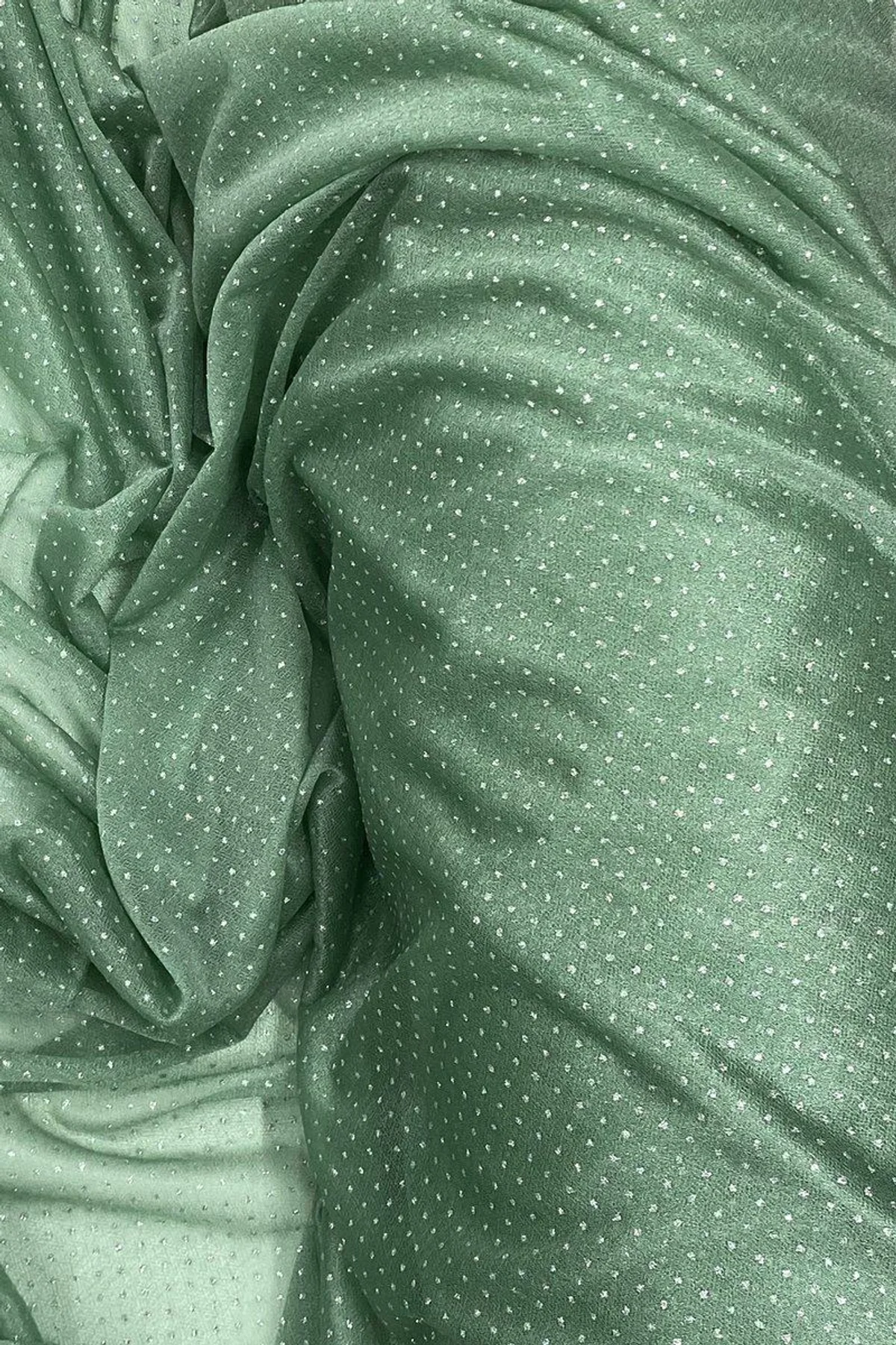 Yağmur Damlası Simli Abiye Elbise Şallık Tül Kumaş Mint Yeşil 75 - Just Cheap Store Görsel 4