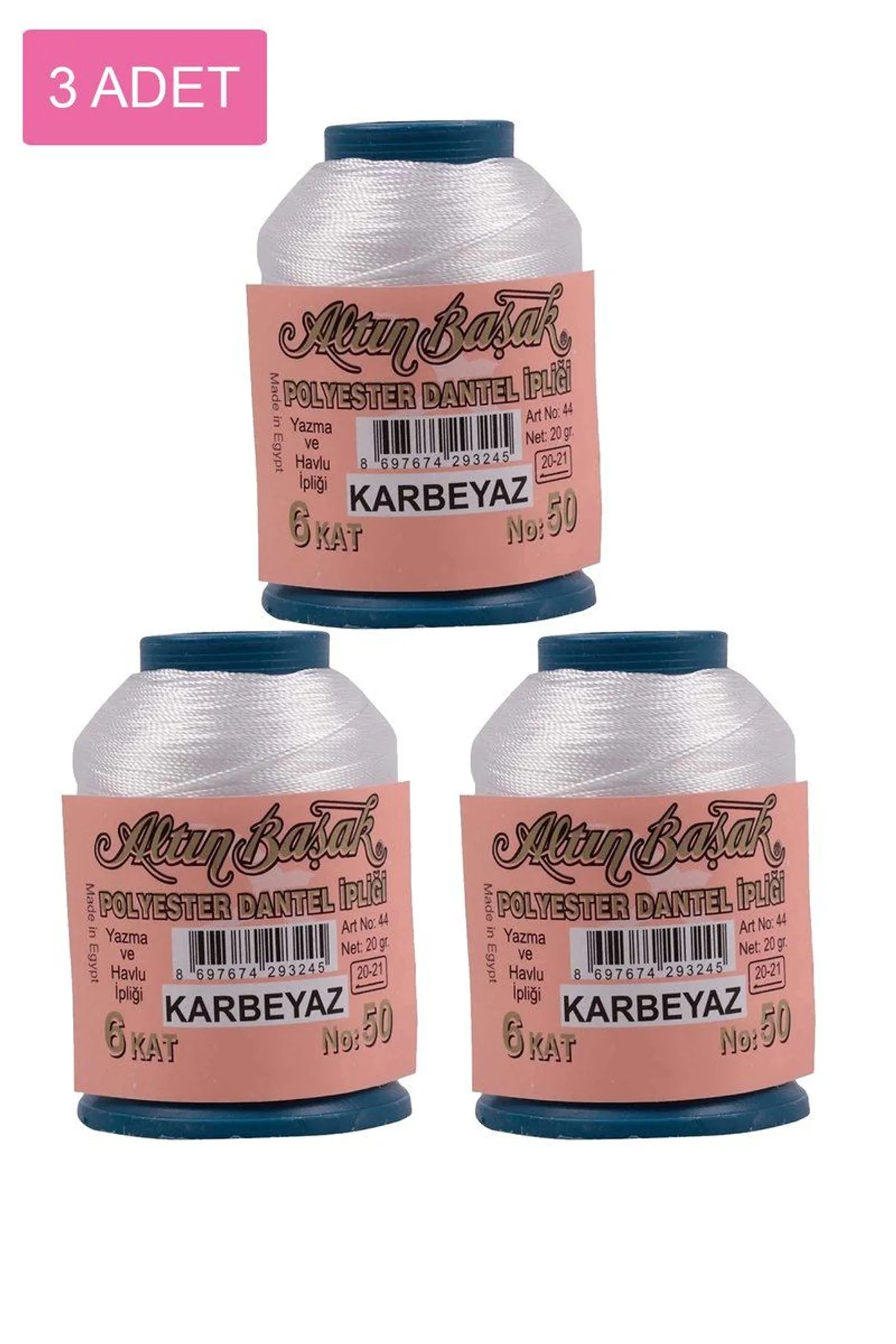 3 Adet Altınbaşak Oya ve Dantel İpi 20 gr - Royaleks - No: K.BEYAZ - Just Cheap Store Görsel 4