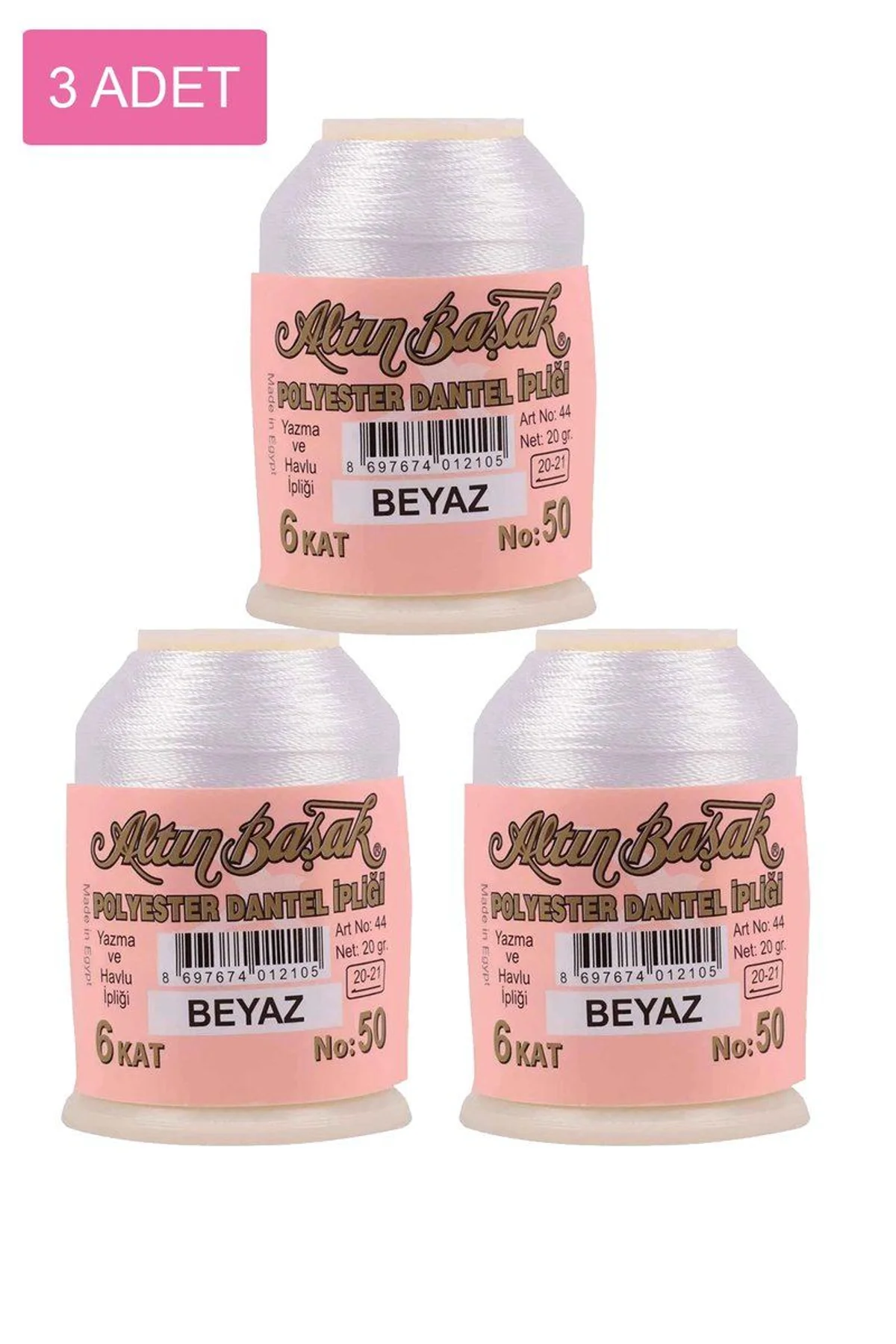 3 Adet Altınbaşak Oya ve Dantel İpi 20 gr - Royaleks - No: BEYAZ - Just Cheap Store Görsel 4