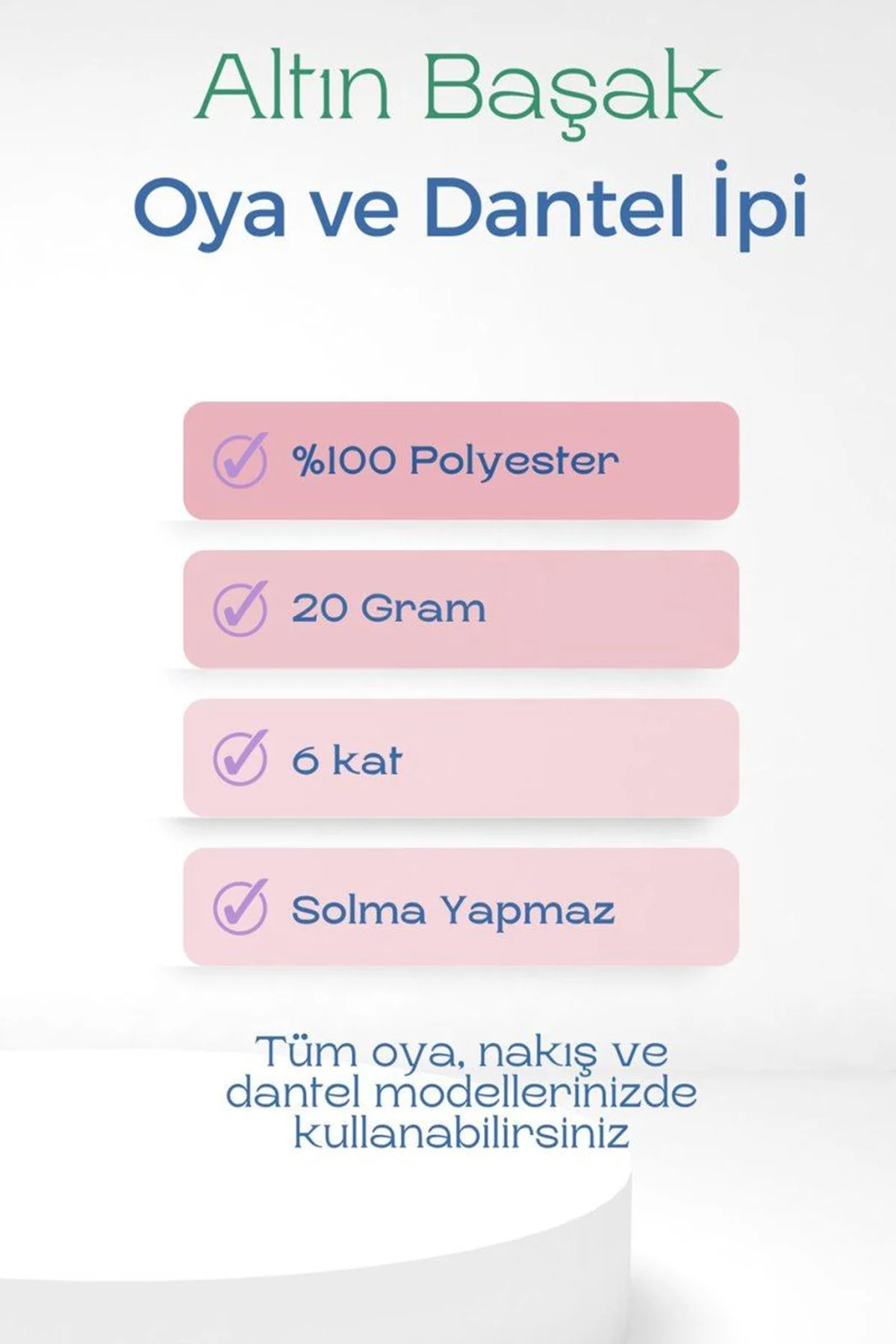3 Adet Altınbaşak Oya ve Dantel İpi 20 gr - Royaleks - No: BEYAZ - Just Cheap Store Görsel 5