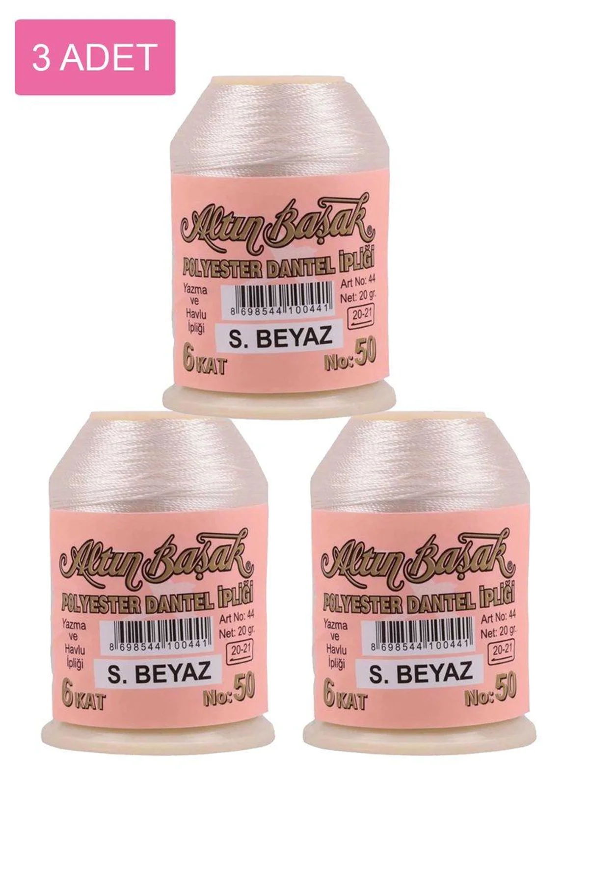 3 Adet Altınbaşak Oya ve Dantel İpi 20 gr - Royaleks - No: Ş.BEYAZ - Just Cheap Store Görsel 4
