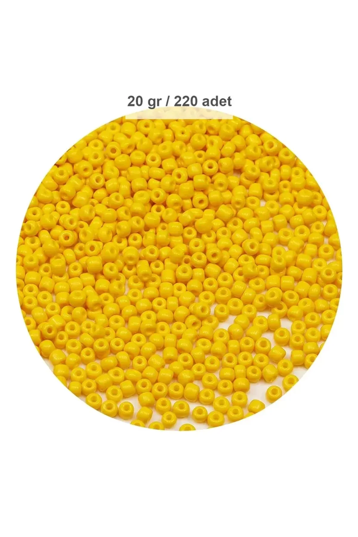 Sarı Renk 4 mm Yaklaşık 220 adet/20 gram Cam Boncuk Oya Yazma Bileklik ve Kolye
