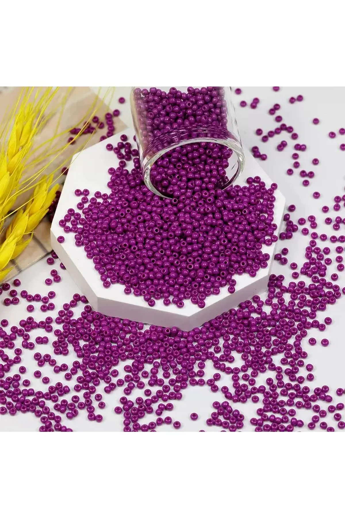 Fuşya Renk 4 mm Yaklaşık 220 adet/20 gram Cam Boncuk Oya Yazma Bileklik ve Kolye - Just Cheap Store Görsel 2