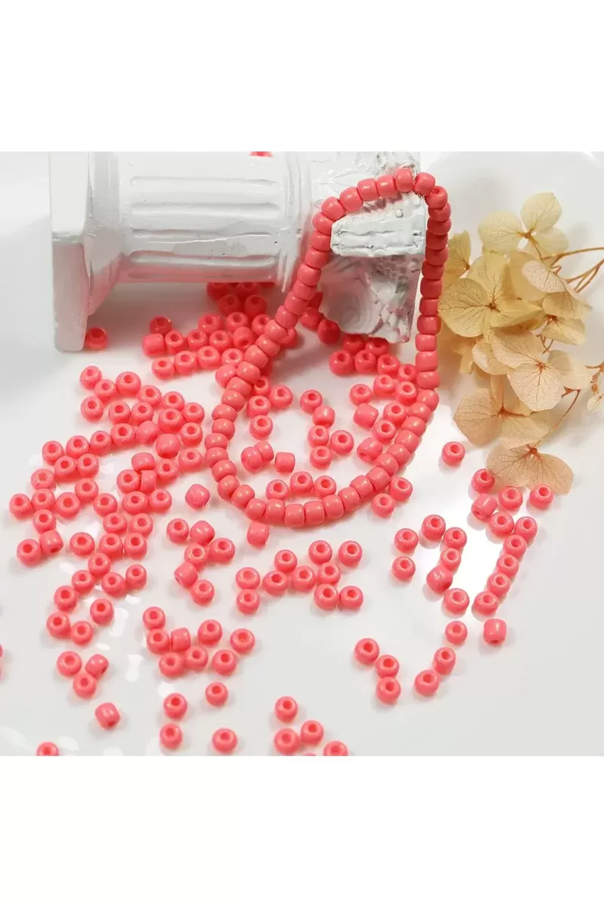Pembe Renk 4 mm Yaklaşık 220 adet/20 gram Cam Boncuk Oya Yazma Bileklik ve Kolye - Just Cheap Store Görsel 2