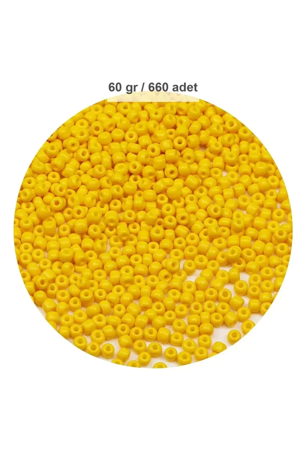 Sarı Renk 4 mm Yaklaşık 660 adet / 60 gram Cam Boncuk Oya Yazma Bileklik ve Kolye