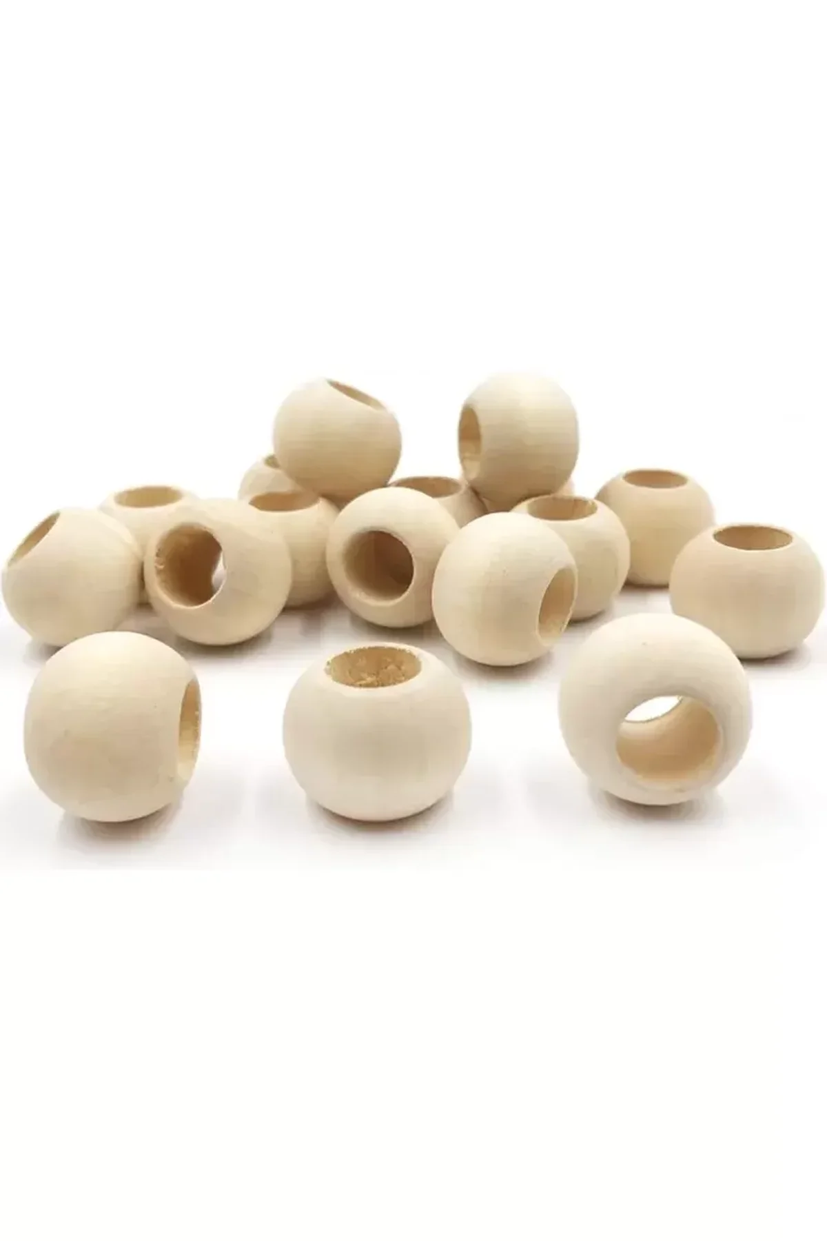 60 Gr (60 Adet) Ahşap Boncuk 15 mm çap x 10 mm Delik Doğal Yuvarlak Ahşap Makrome El İşi Çanta - Just Cheap Store Görsel 3
