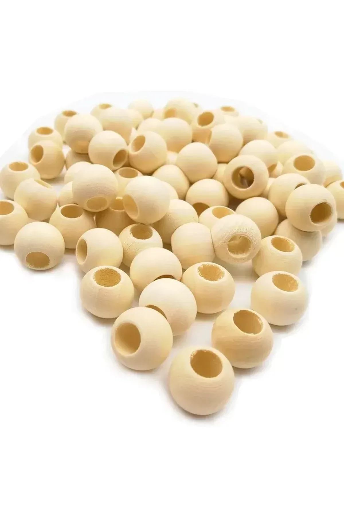 60 Gr (60 Adet) Ahşap Boncuk 15 mm çap x 10 mm Delik Doğal Yuvarlak Ahşap Makrome El İşi Çanta - Just Cheap Store Görsel 4
