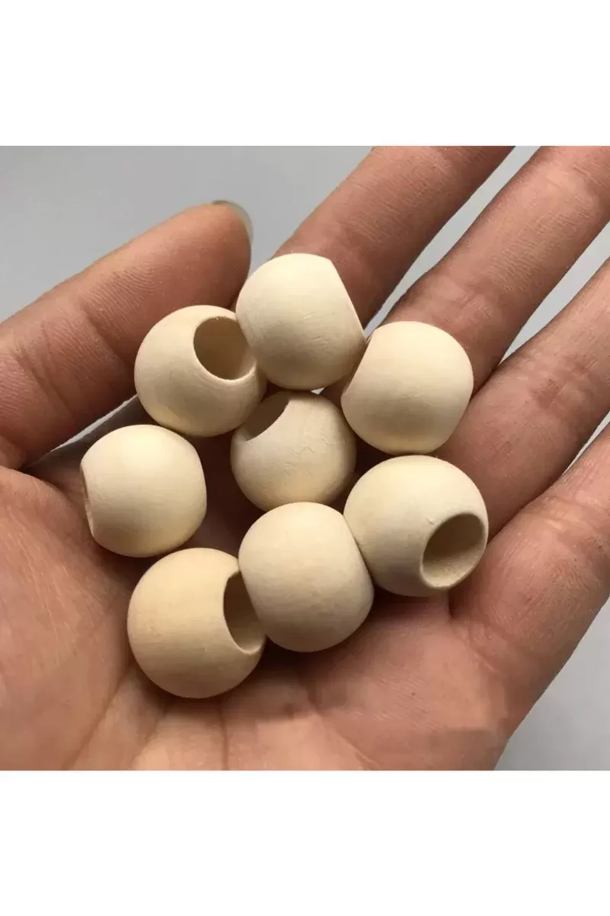 60 Gr (60 Adet) Ahşap Boncuk 15 mm çap x 10 mm Delik Doğal Yuvarlak Ahşap Makrome El İşi Çanta - Just Cheap Store Görsel 5