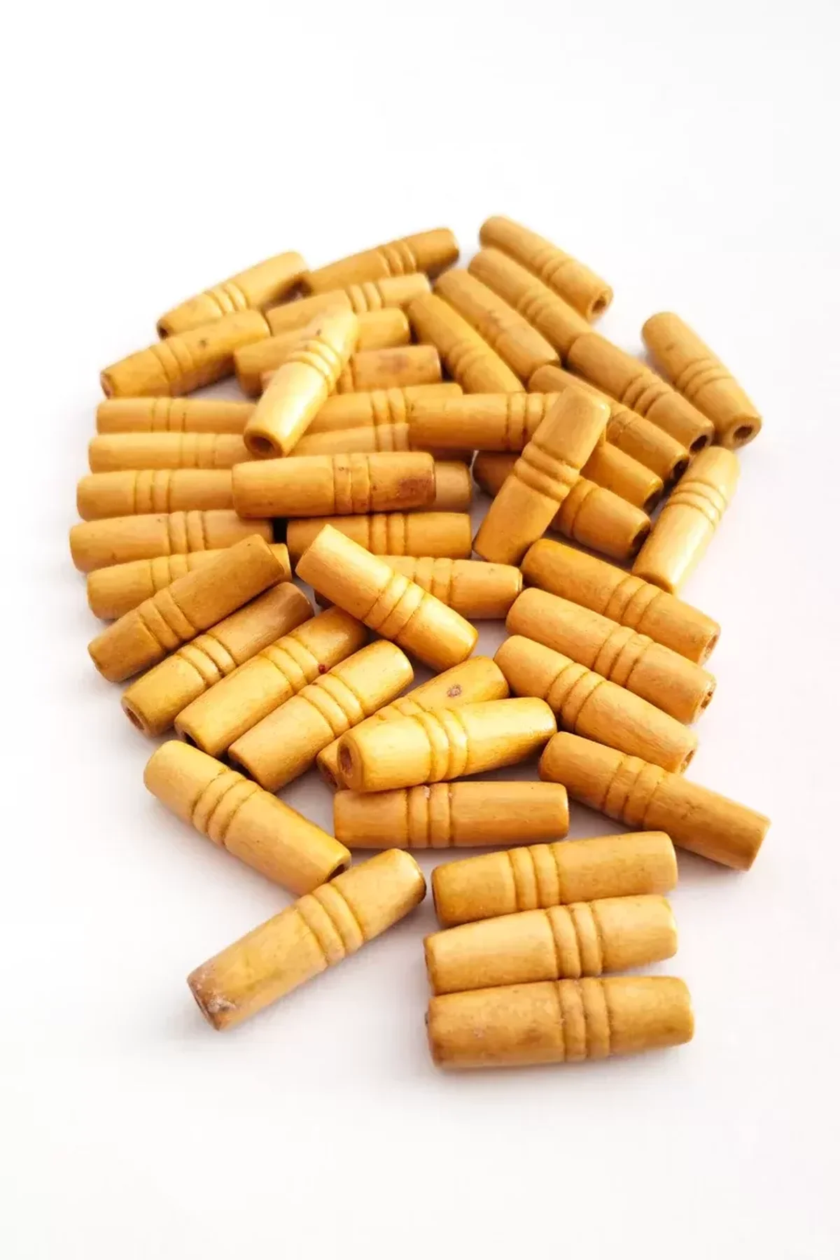 20 Gr (45 Adet) Ahşap Boncuk 25 mm boy x 10 mm en Doğal Ahşap Makrome El İşi Çanta - Just Cheap Store Görsel 2