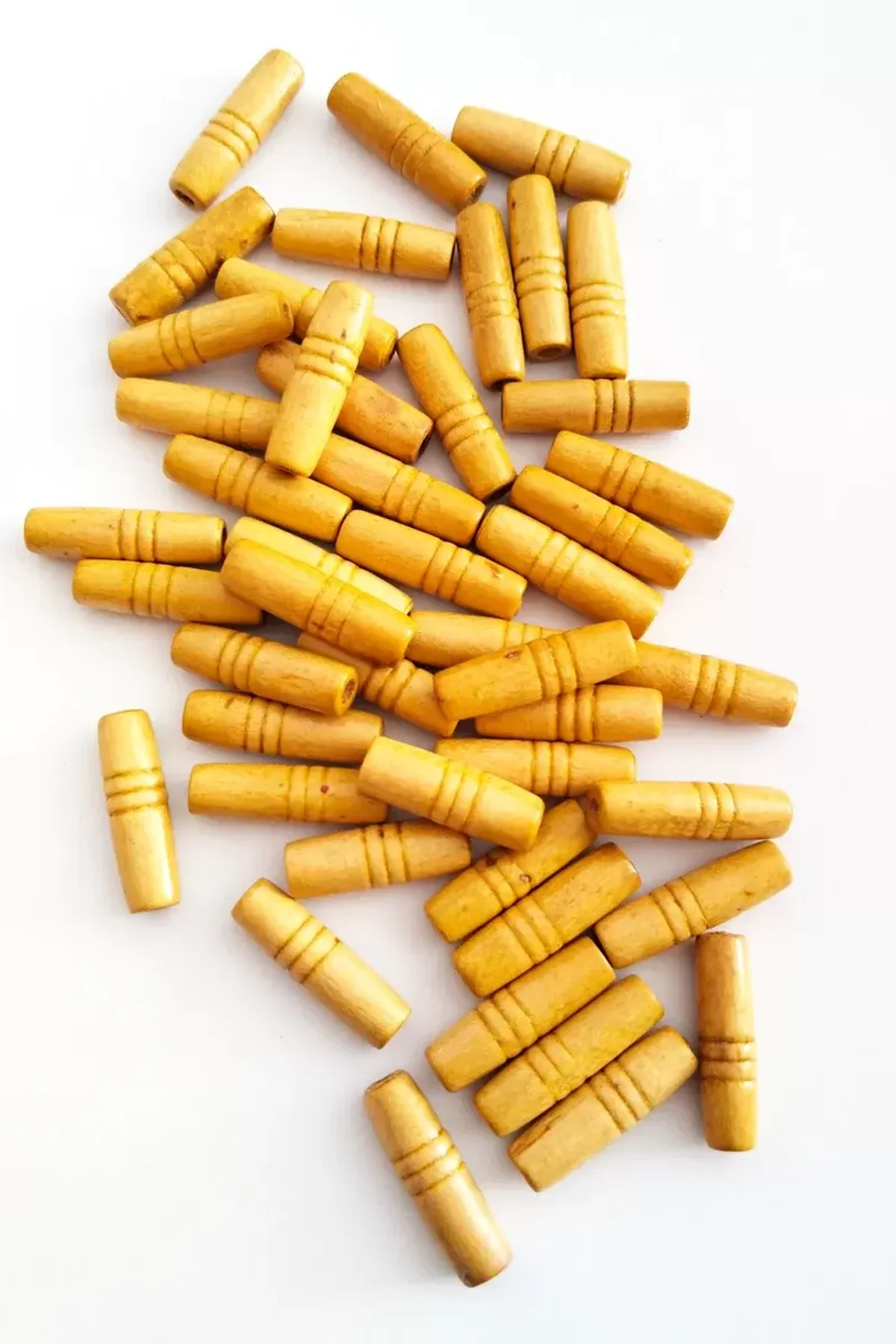 100 Gr (225 Adet) Ahşap Boncuk 25 mm boy x 10 mm en Doğal Ahşap Makrome El İşi Çanta - Just Cheap Store Görsel 3