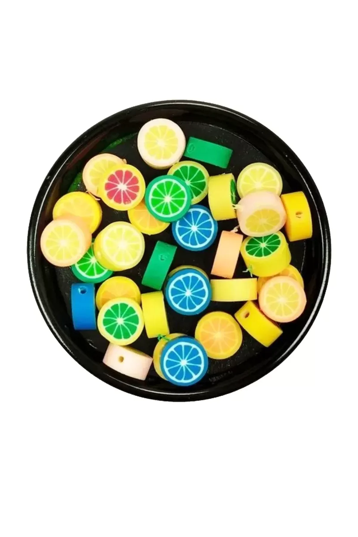 30 Adet 10 mm Polimer Kil Fimo Boncuk Takı Bileklik + 1 Metre Lastikli Misina Hediye - Renkli Limon - Just Cheap Store Görsel 3