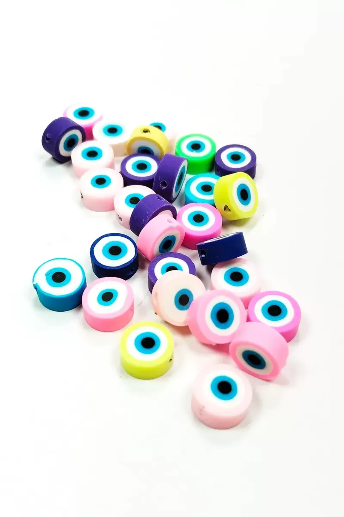 90 Adet 10 mm Polimer Kil Fimo Boncuk Takı Bileklik + 5 Metre Lastikli Misina Hediye - Nazar Boncuğu - Just Cheap Store Görsel 2
