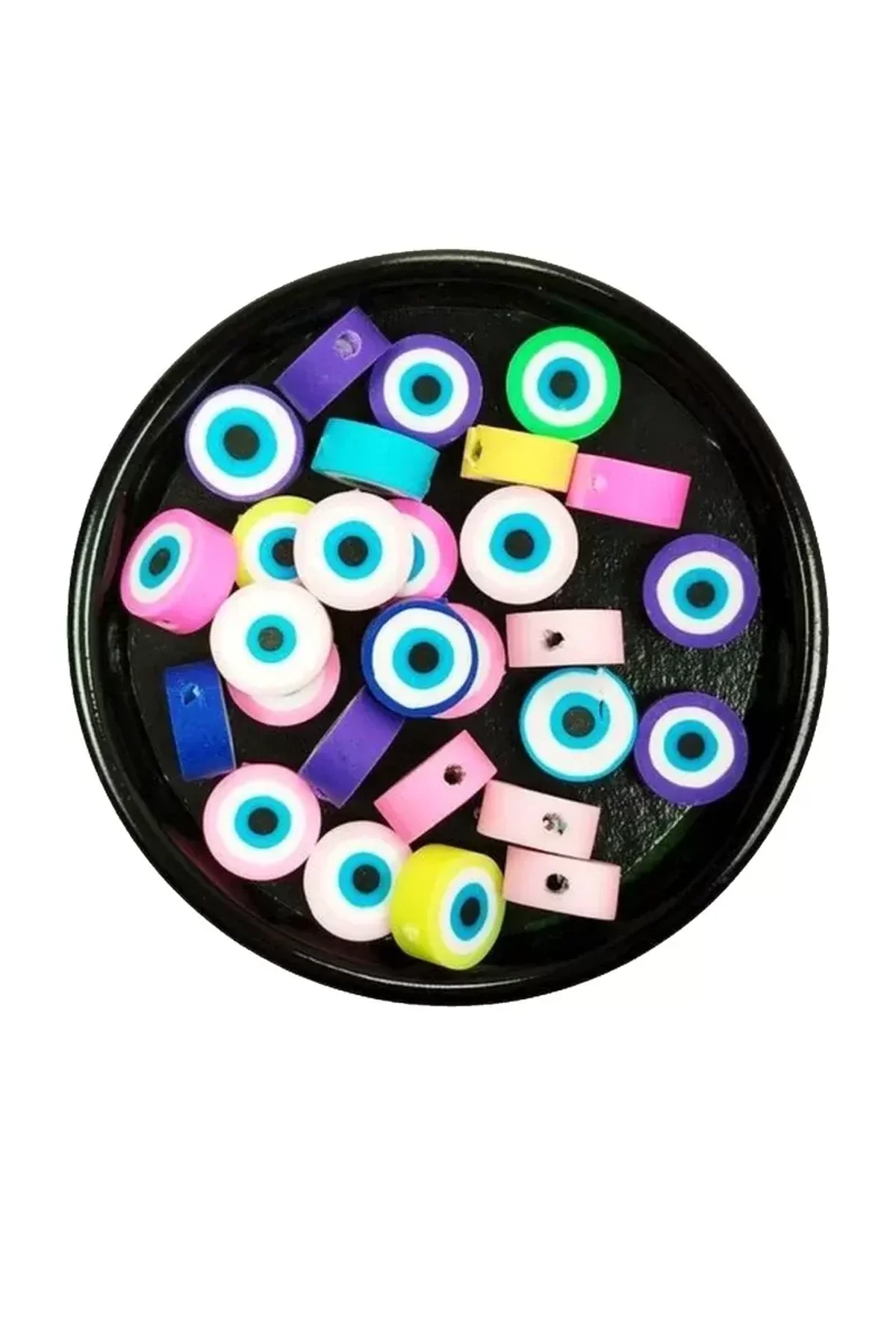 90 Adet 10 mm Polimer Kil Fimo Boncuk Takı Bileklik + 5 Metre Lastikli Misina Hediye - Nazar Boncuğu - Just Cheap Store Görsel 3