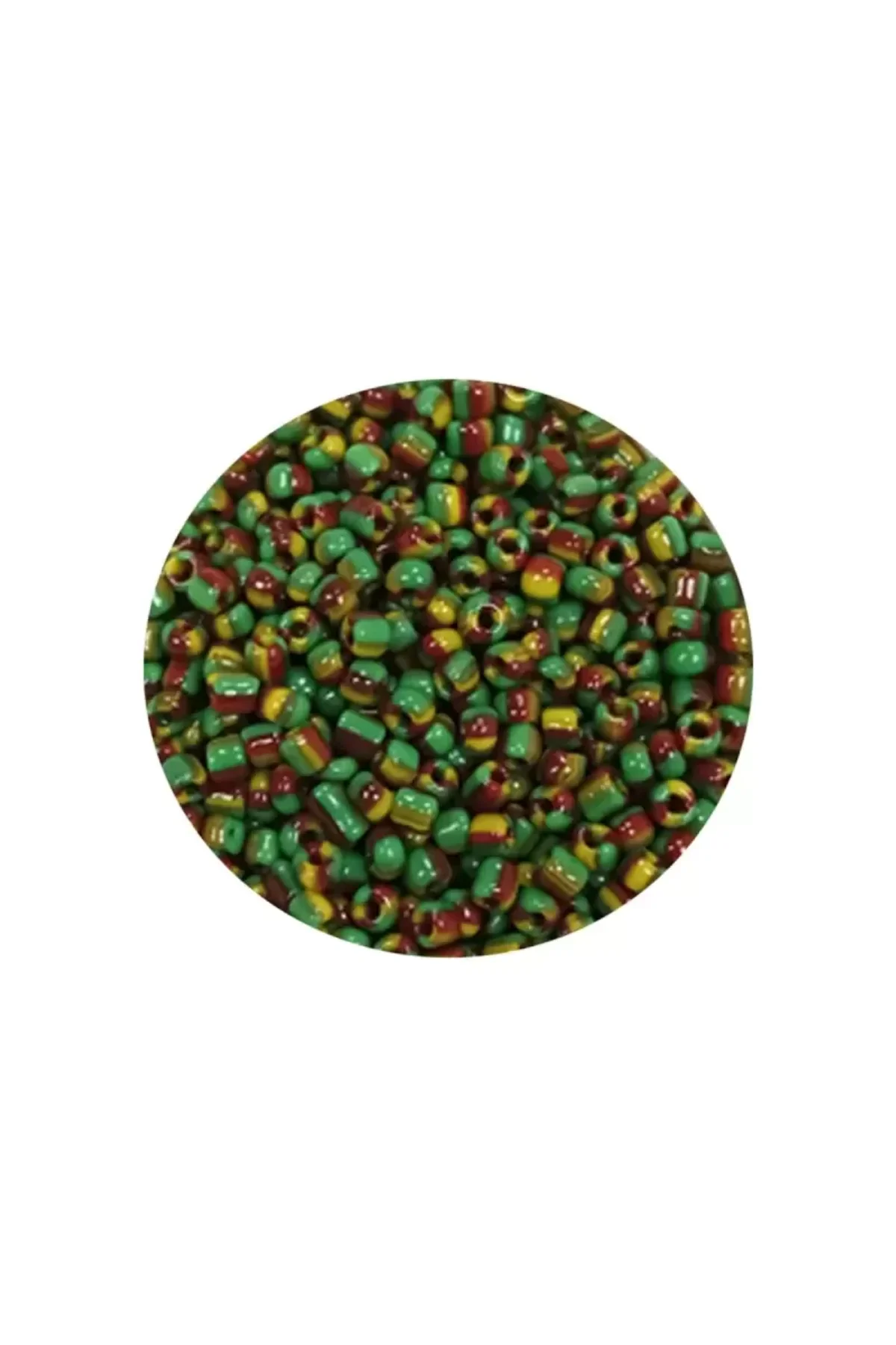 Dökme Cam Kum Boncuk (11/0) 2 mm - 20 Gram - Yeşil Sarı Çizgili - BNC006 - Just Cheap Store Görsel 2