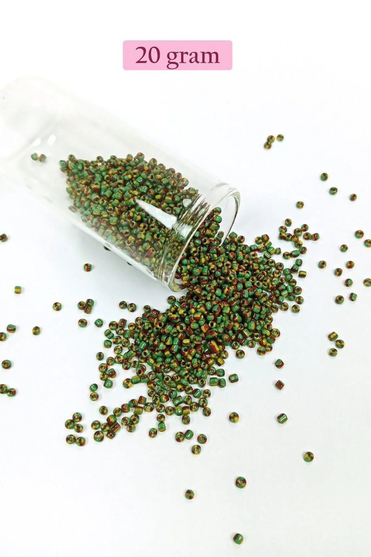 Dökme Cam Kum Boncuk (11/0) 2 mm - 20 Gram - Yeşil Sarı Çizgili - BNC006 - Just Cheap Store Görsel 5