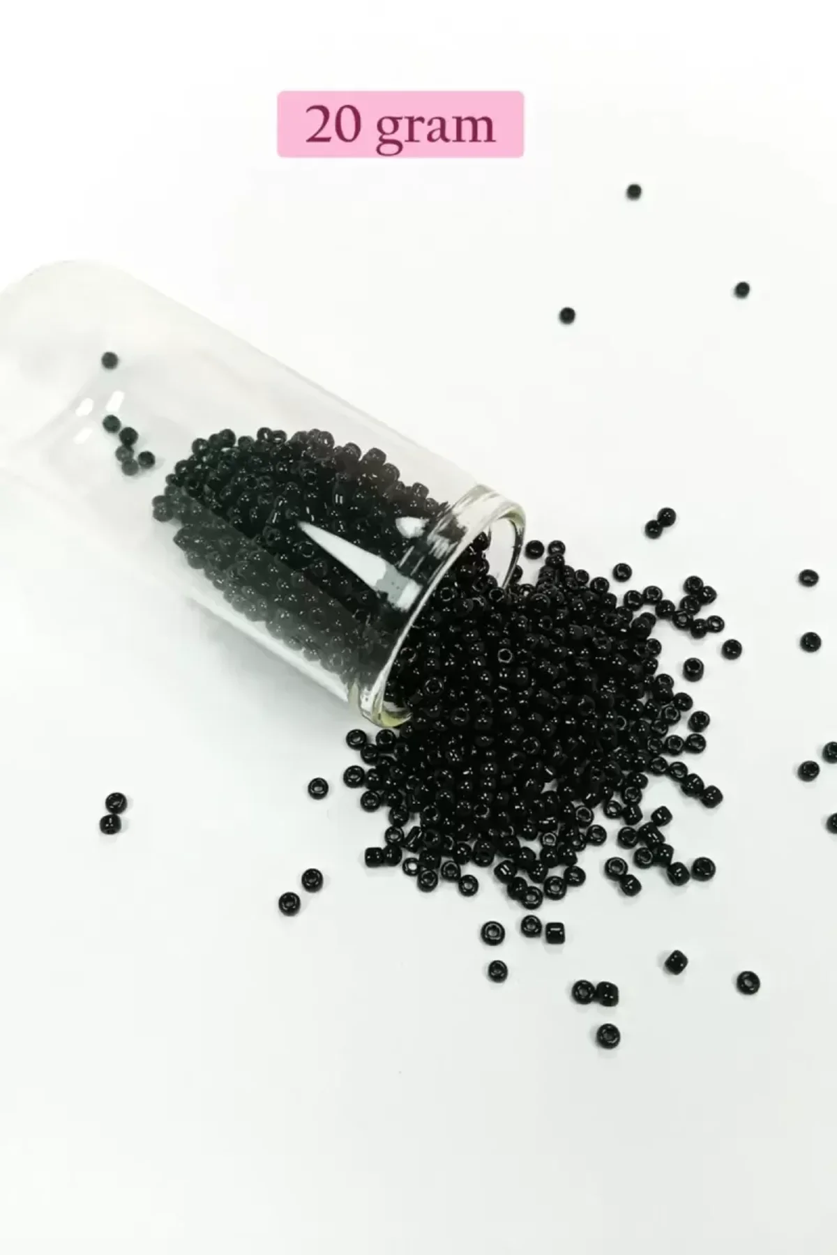 Dökme Cam Kum Boncuk (11/0) 2 mm - 20 Gram - Siyah - BNC010