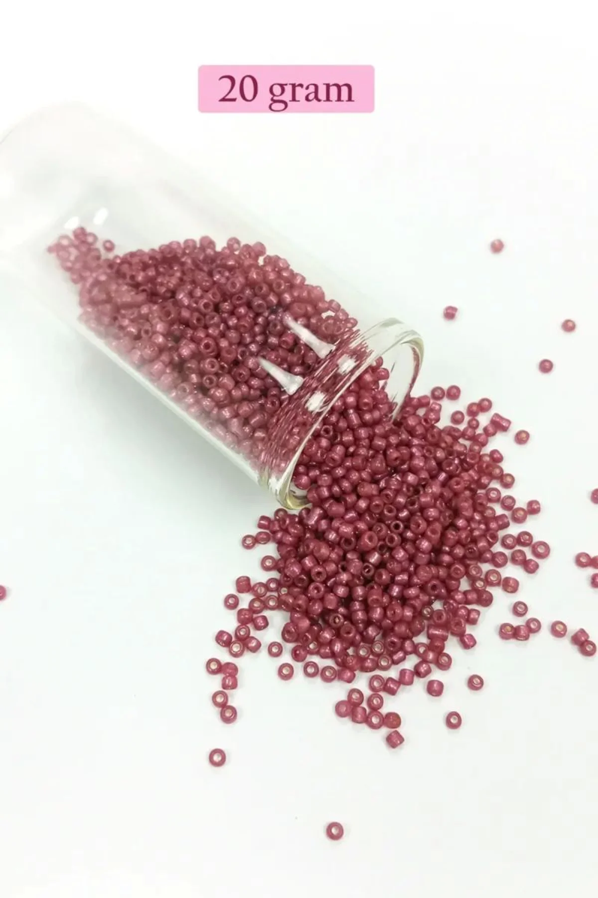 Dökme Cam Kum Boncuk (11/0) 2 mm - 20 Gram - Koyu Pembe - BNC011 - Just Cheap Store Görsel 3