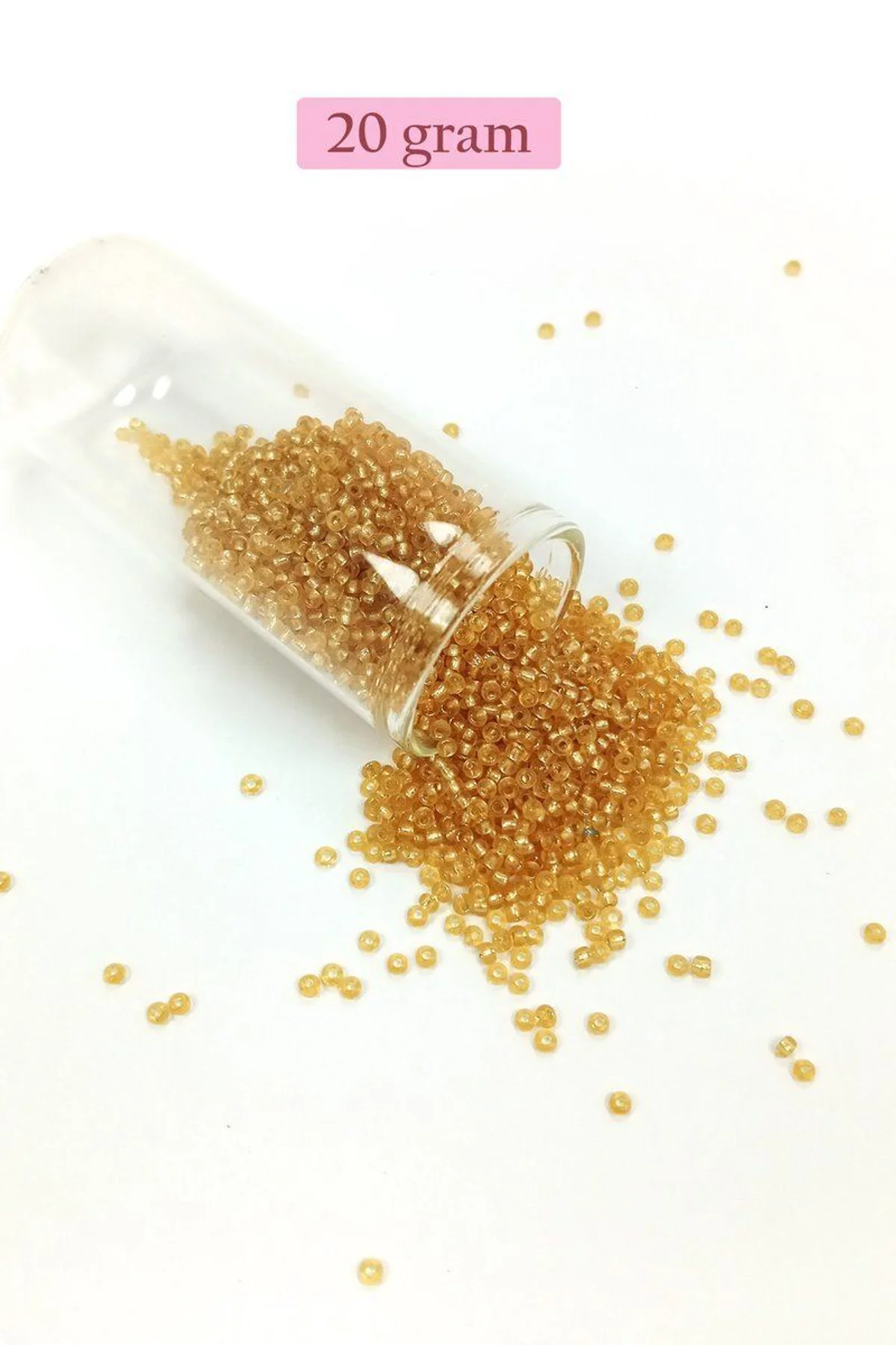 Dökme Cam Kum Boncuk (11/0) 2 mm - 20 Gram - Şeffaf Altın - BNC027 - Just Cheap Store Görsel 5
