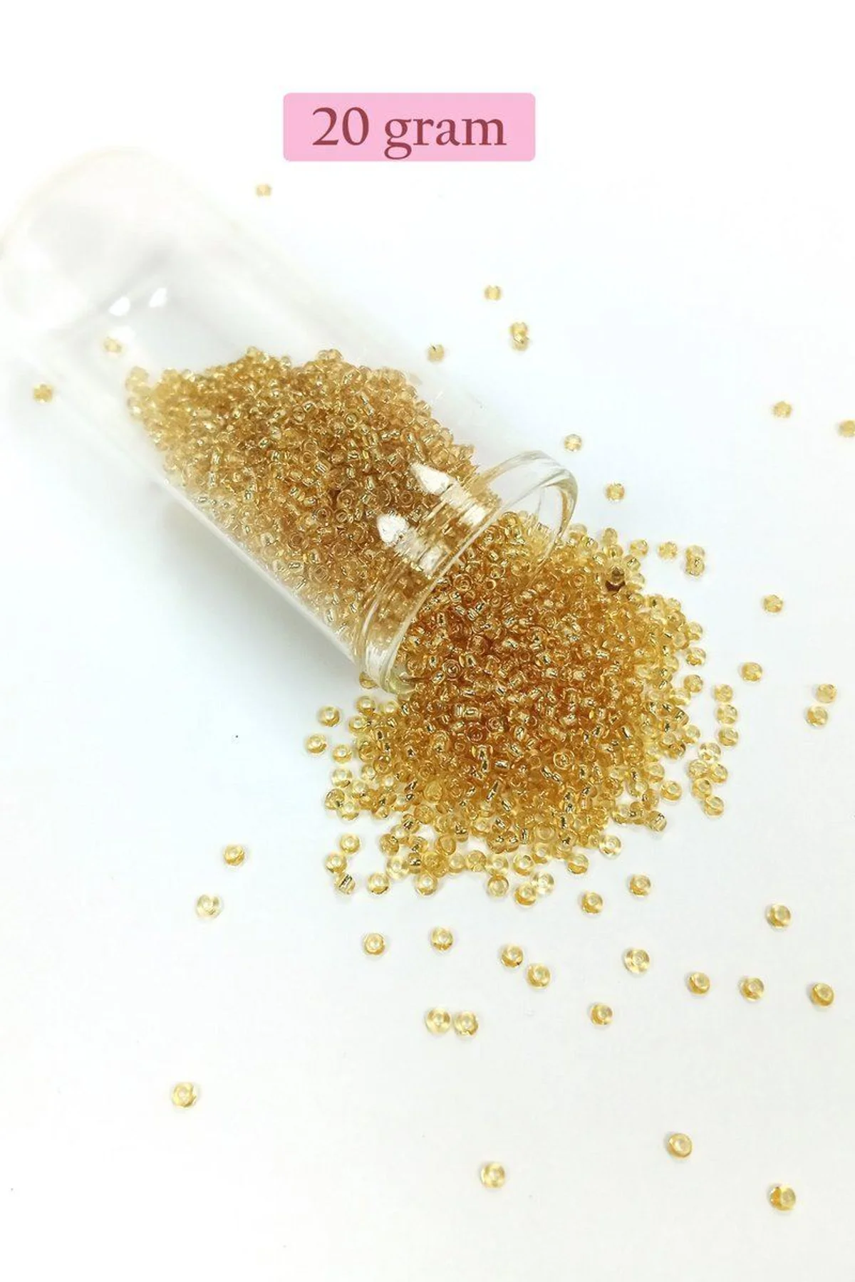 Dökme Cam Kum Boncuk (11/0) 2 mm - 20 Gram - Şeffaf Bal Rengi - BNC033 - Just Cheap Store Görsel 5