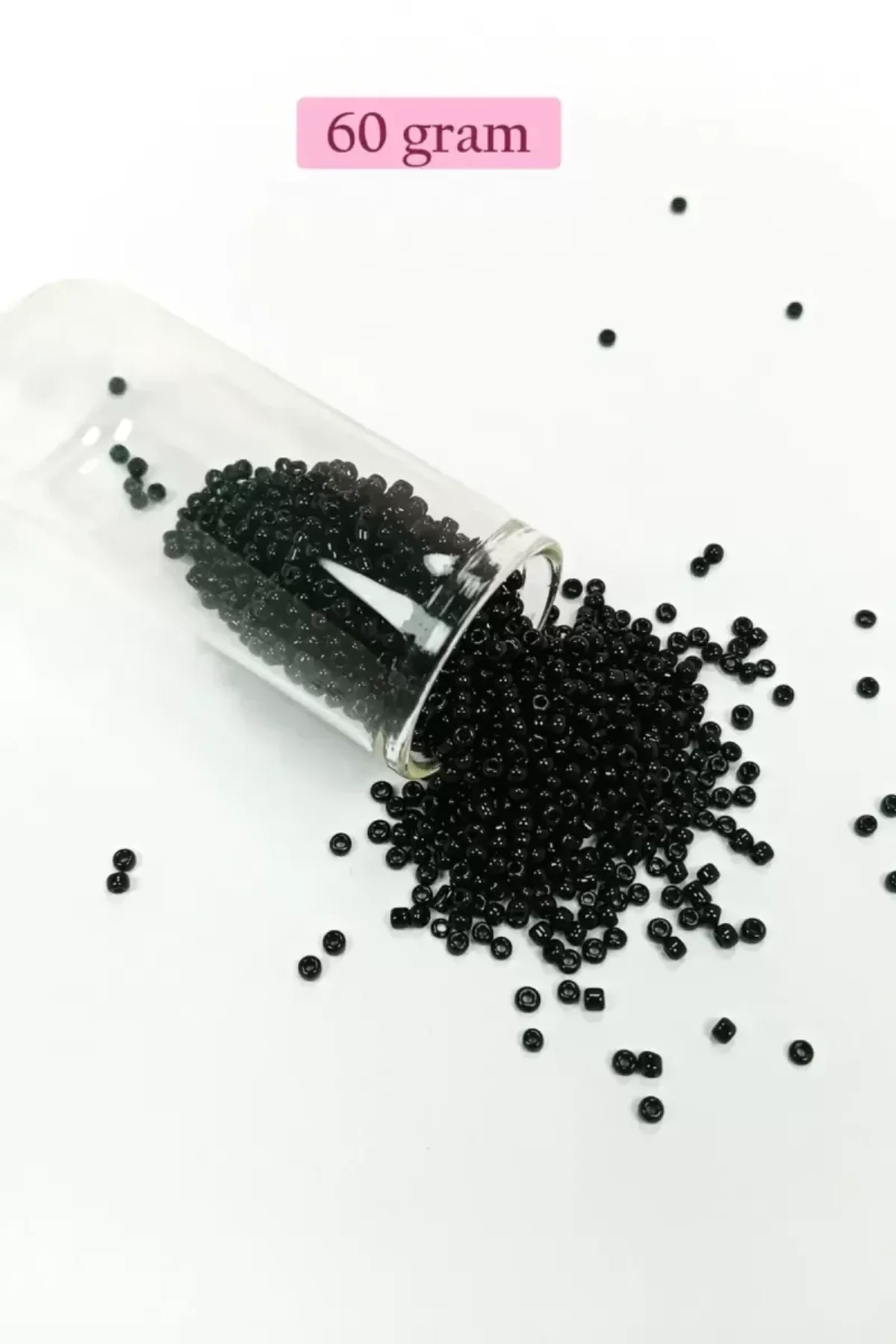 Dökme Cam Kum Boncuk (11/0) 2 mm - 60 Gram - Siyah - BNC045