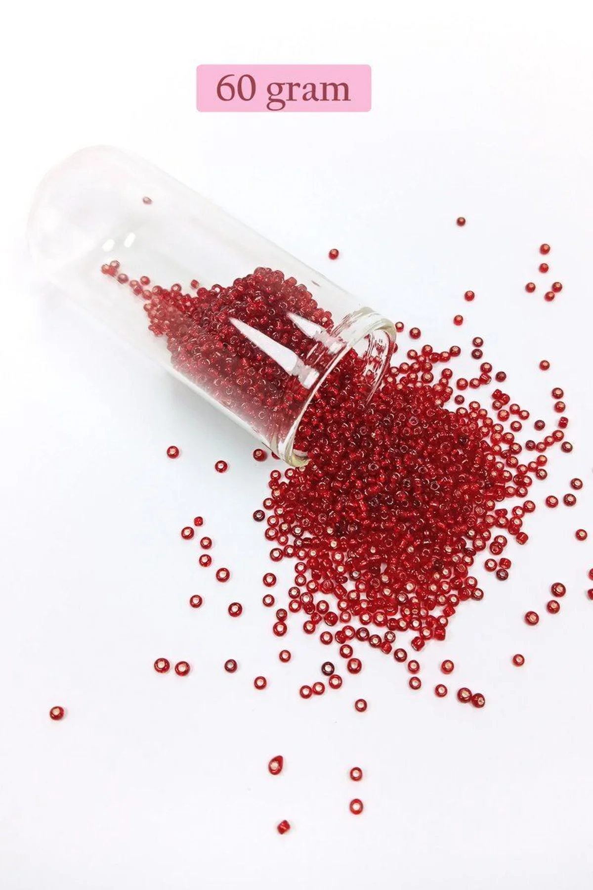 Dökme Cam Kum Boncuk (11/0) 2 mm - 60 Gram - Şeffaf Koyu Kırmızı - BNC050 - Just Cheap Store Görsel 5