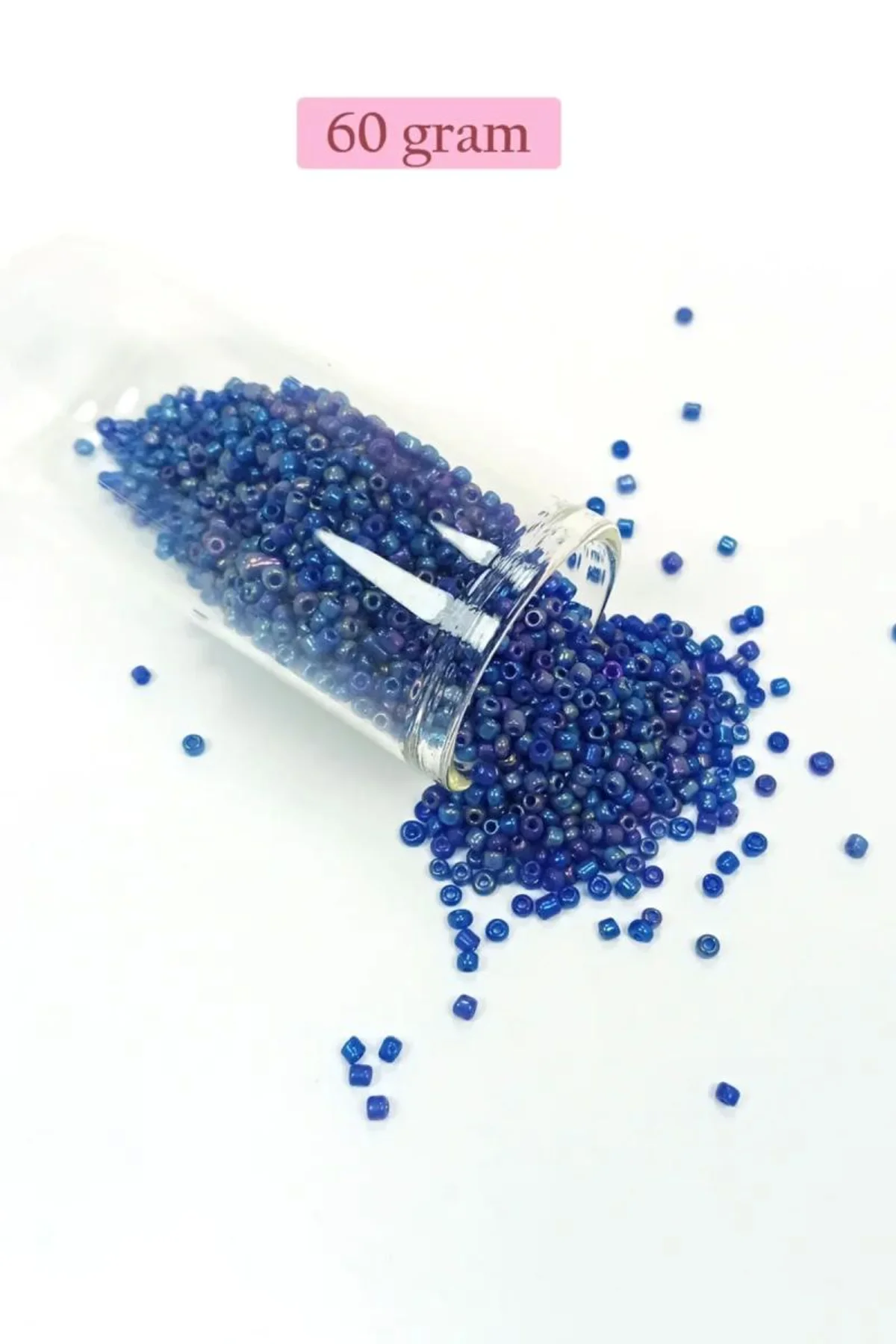 Dökme Cam Kum Boncuk (11/0) 2 mm - 60 Gram - Koyu Mavi - BNC052 - Just Cheap Store Görsel 3