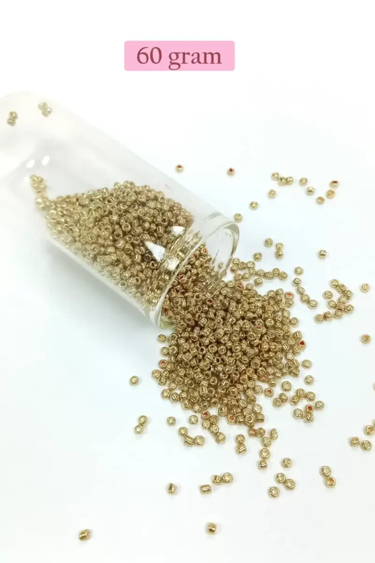 Dökme Cam Kum Boncuk (11/0) 2 mm - 60 Gram - Altın - BNC059