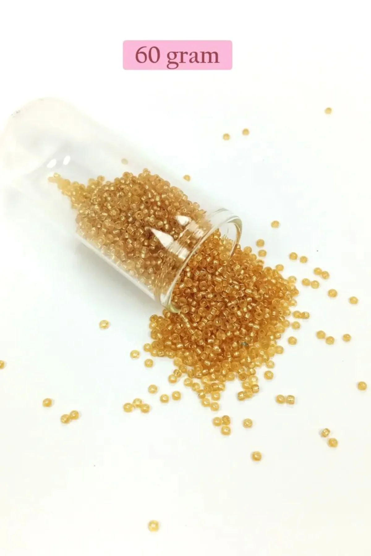 Dökme Cam Kum Boncuk (11/0) 2 mm - 60 Gram - Şeffaf Altın - BNC062 - Just Cheap Store Görsel 3