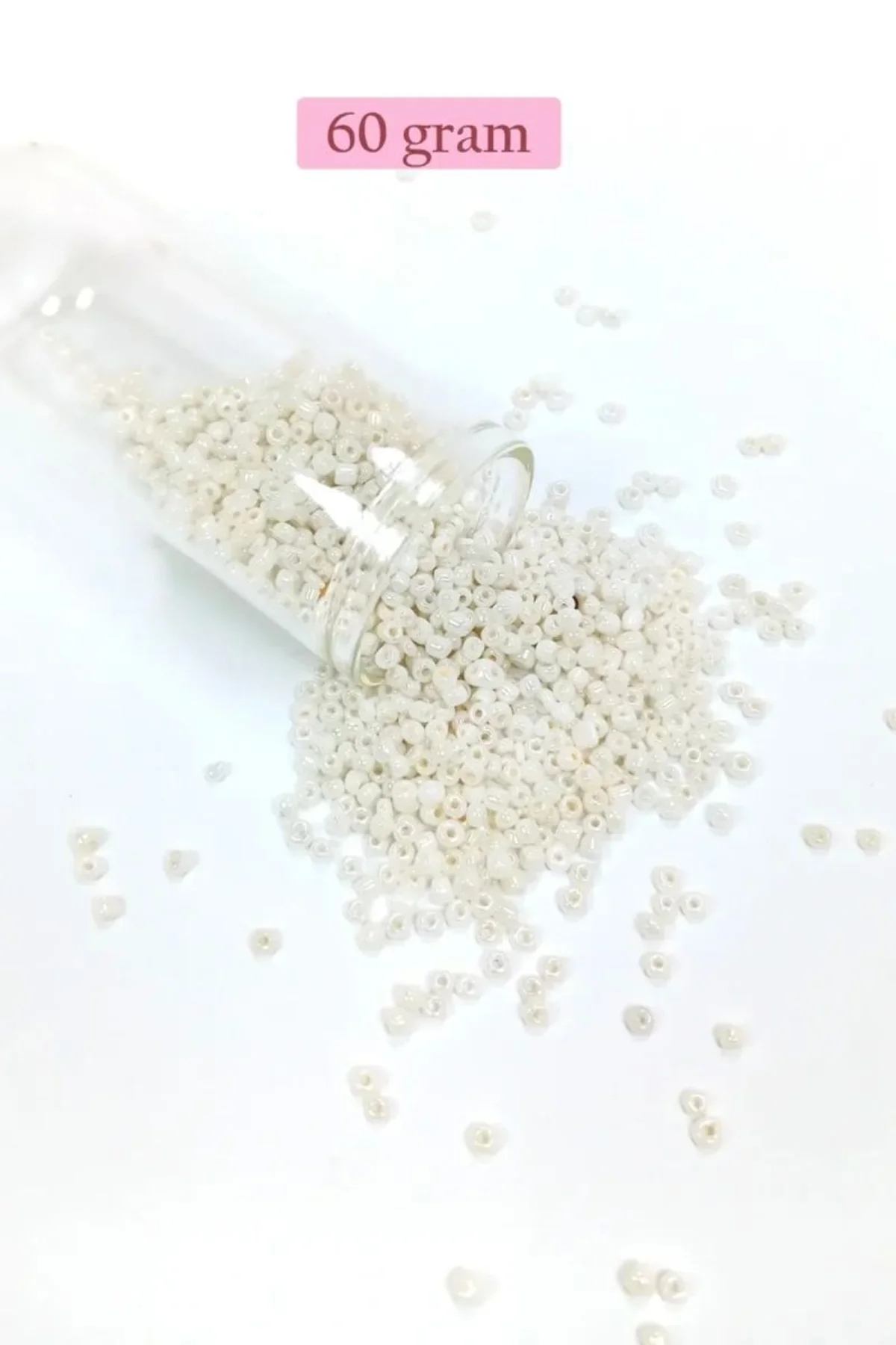 Dökme Cam Kum Boncuk (11/0) 2 mm - 60 Gram - Parlak Beyaz - BNC065 - Just Cheap Store Görsel 3