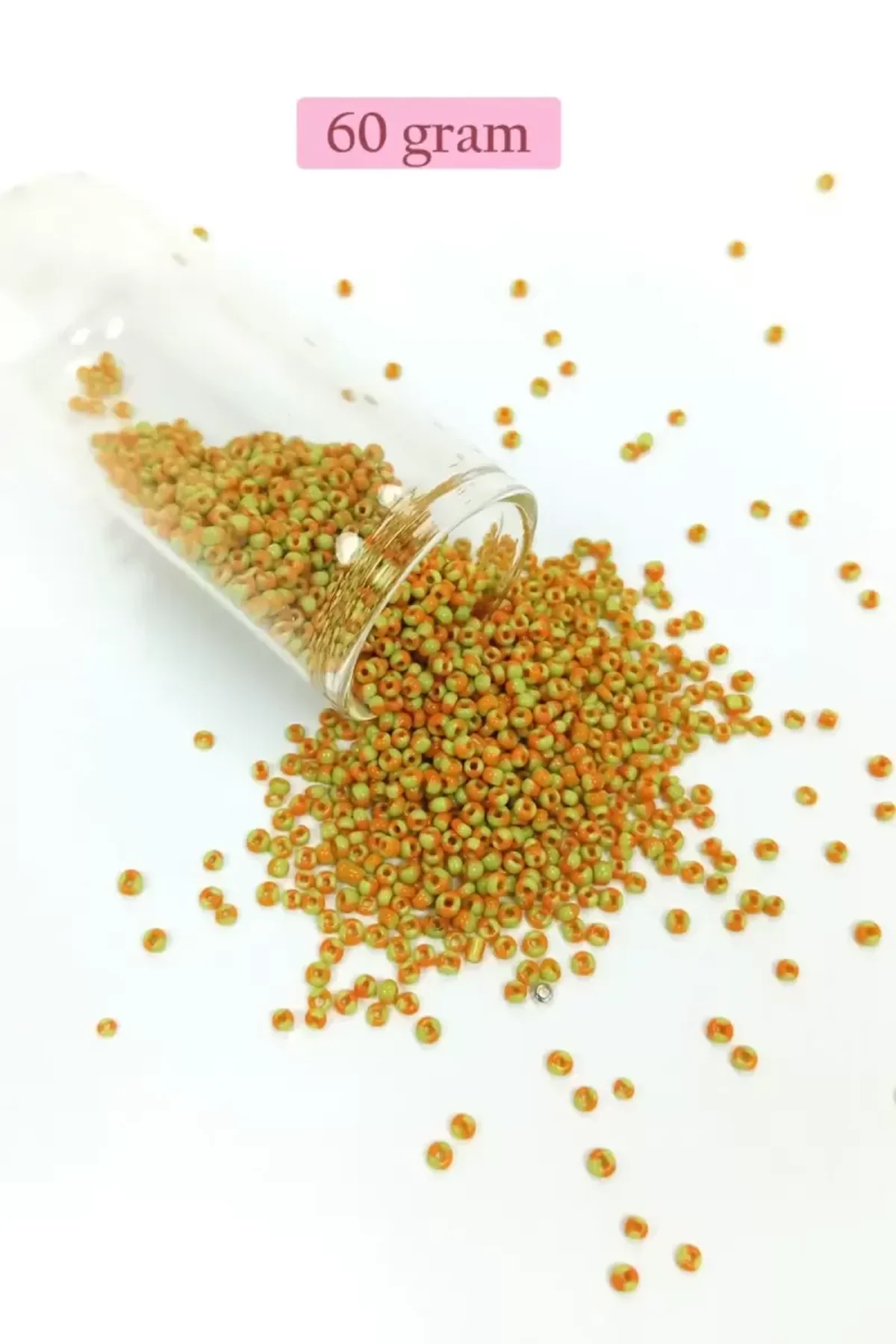Dökme Cam Kum Boncuk (11/0) 2 mm - 60 Gram - Sarı Turuncu - BNC066