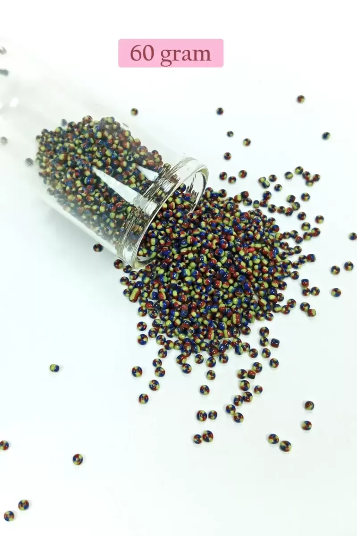 Dökme Cam Kum Boncuk (11/0) 2 mm - 60 Gram - Üç Renkli - BNC067
