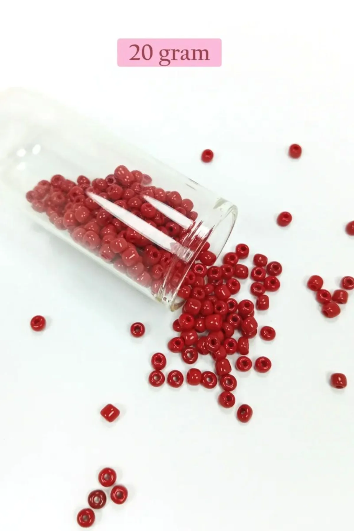 Dökme Cam Kum Boncuk Büyük Boy (6/0) 4 mm - 20 Gram - Koyu Kırmızı - BNC074 - Just Cheap Store Görsel 3