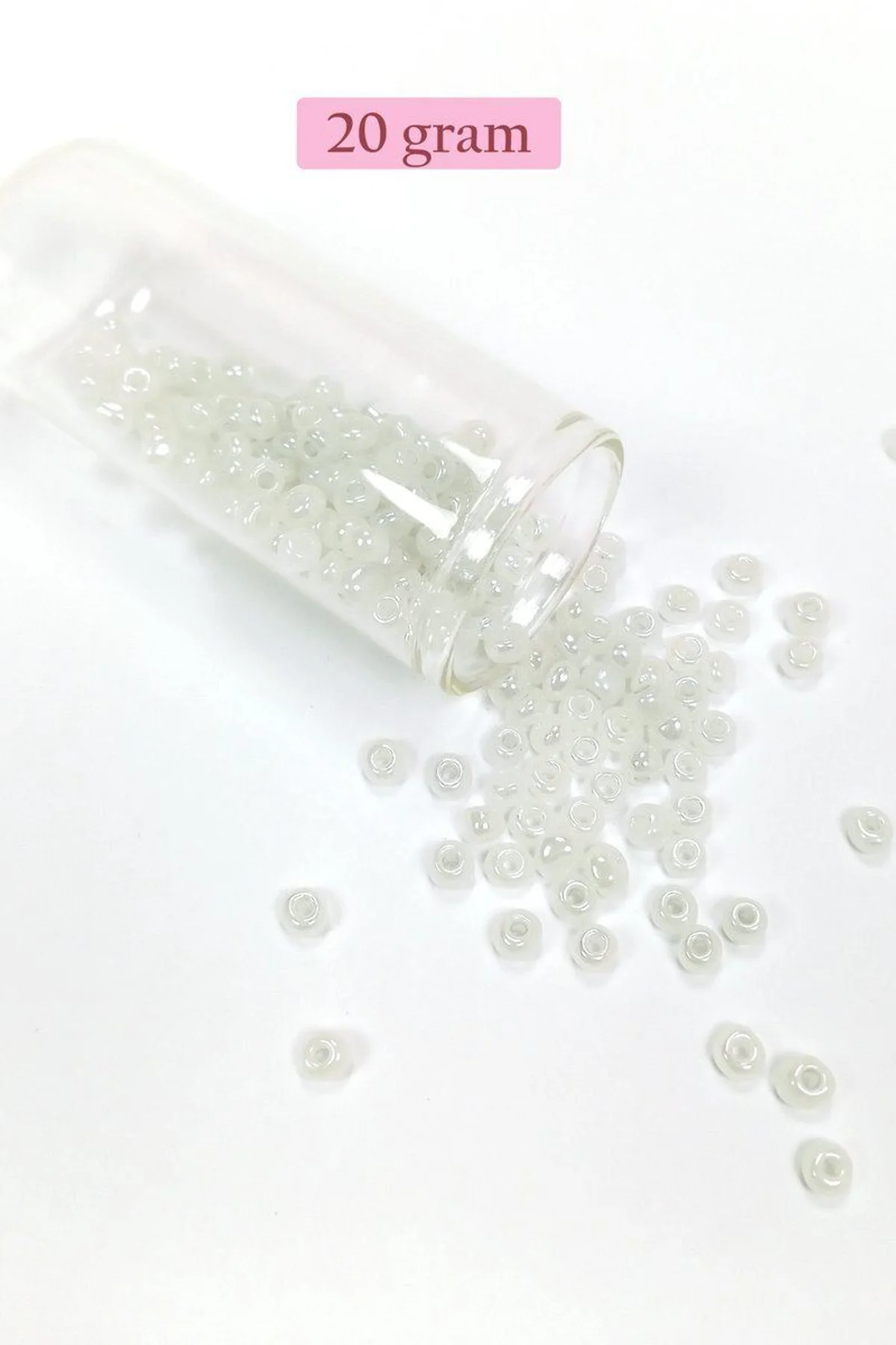 Dökme Cam Kum Boncuk Büyük Boy (6/0) 4 mm - 20 Gram - İnci Beyaz - BNC081 - Just Cheap Store Görsel 5