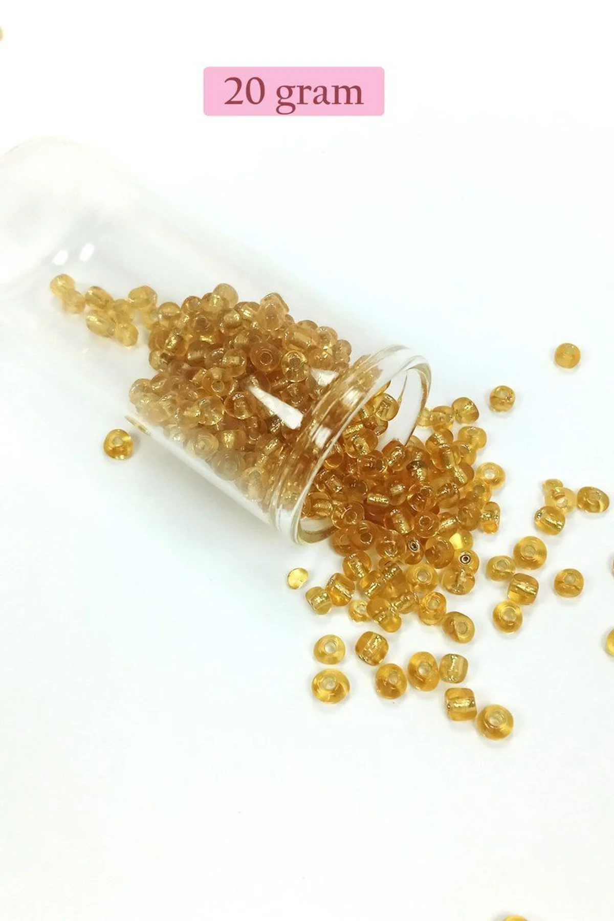 Dökme Cam Kum Boncuk Büyük Boy (6/0) 4 mm - 20 Gram - Şeffaf Bal - BNC083 - Just Cheap Store Görsel 5