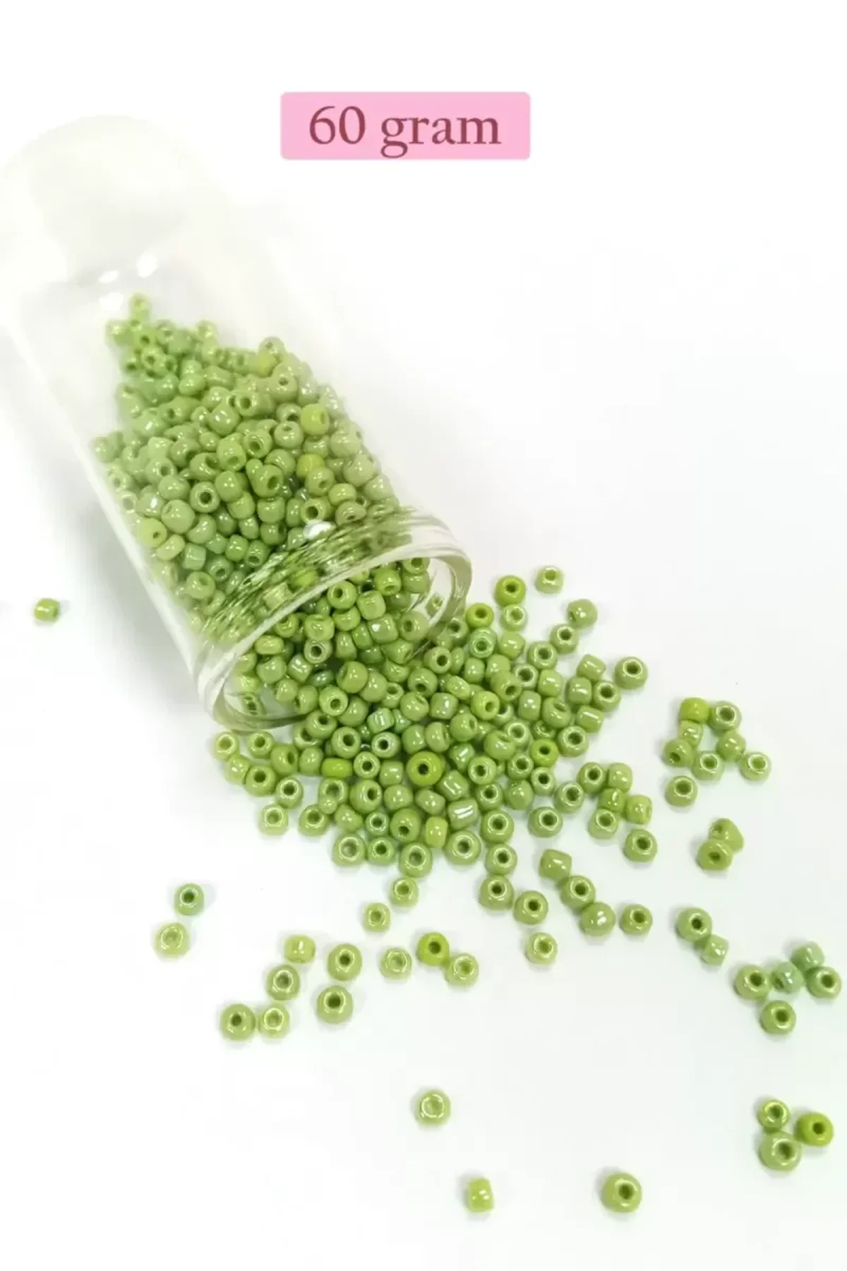 Dökme Cam Kum Boncuk (8/0) 3 mm - 60 Gram - Çimen Yeşili - BNC193