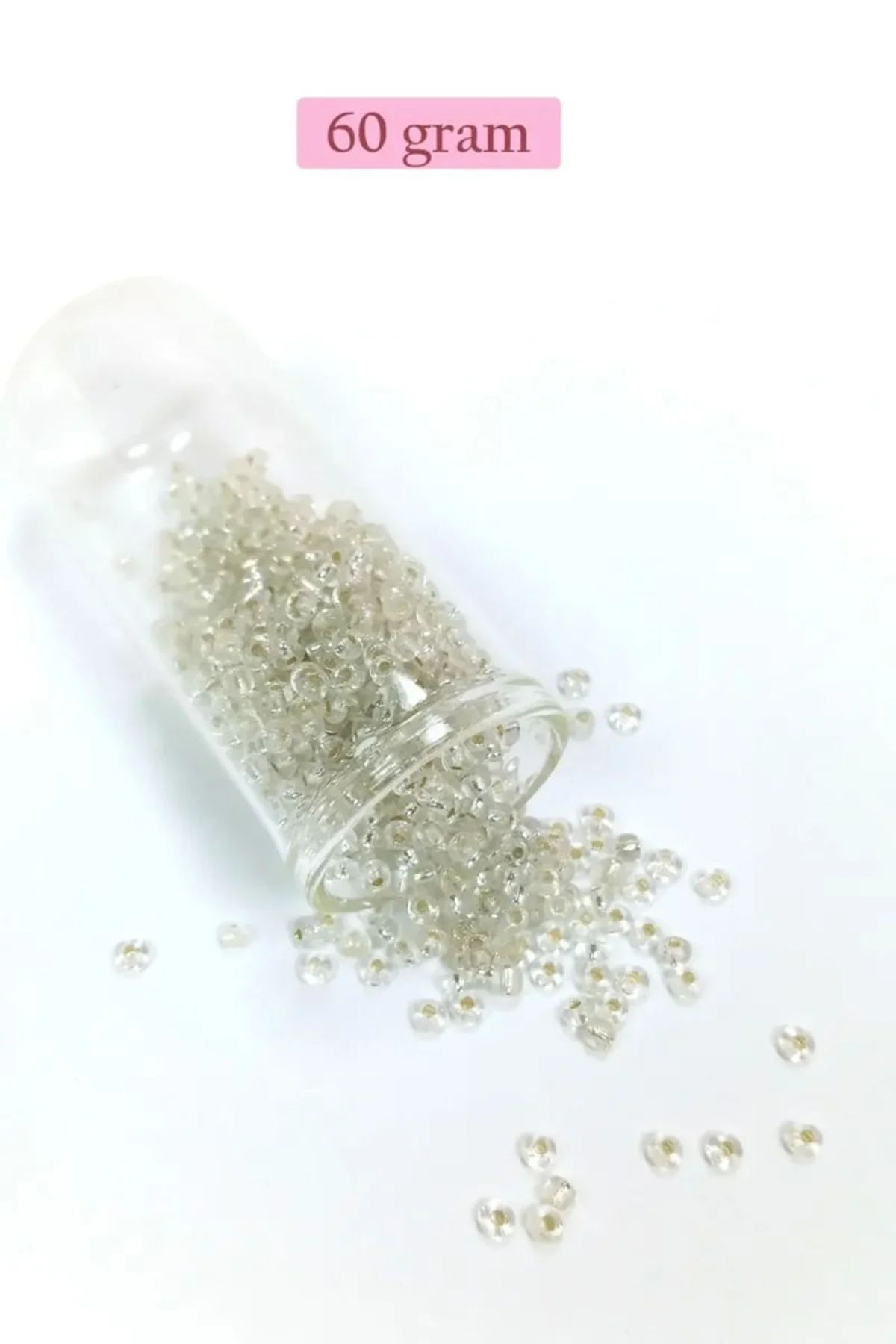 Dökme Cam Kum Boncuk (8/0) 3 mm - 60 Gram - Şeffaf Beyaz - BNC197 - Just Cheap Store Görsel 3