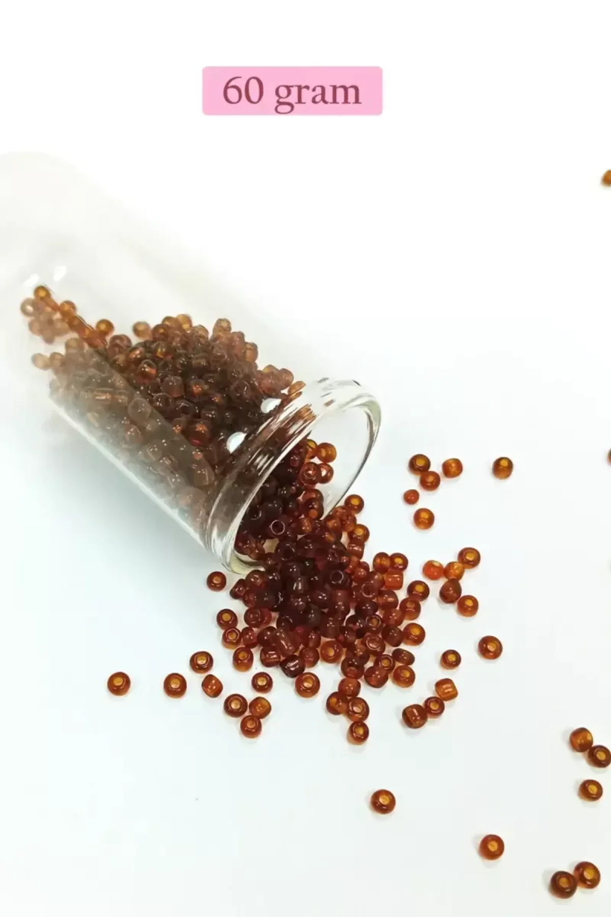 Dökme Cam Kum Boncuk (8/0) 3 mm - 60 Gram - Şeffaf Koyu Kahve - BNC200