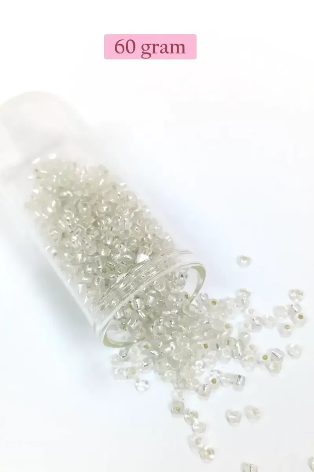 Dökme Cam Kum Boncuk (8/0) 3 mm - 60 Gram - Şeffaf Gümüş - BNC201