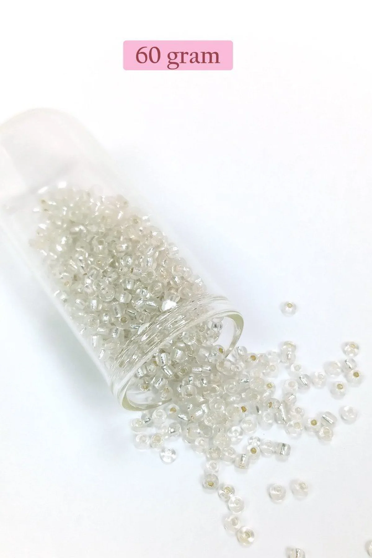 Dökme Cam Kum Boncuk (8/0) 3 mm - 60 Gram - Şeffaf Gümüş - BNC201 - Just Cheap Store Görsel 5