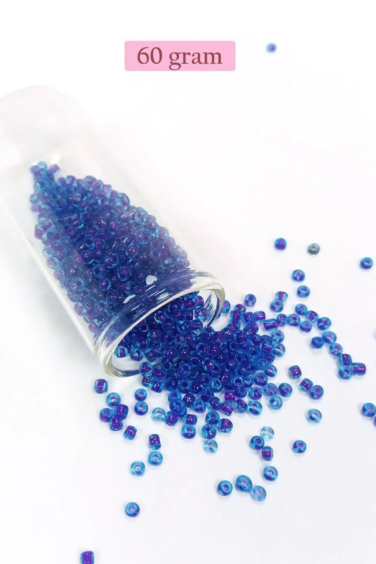 Dökme Cam Kum Boncuk (8/0) 3 mm - 60 Gram - Şeffaf Koyu Mavi - BNC202 - Just Cheap Store Görsel 5