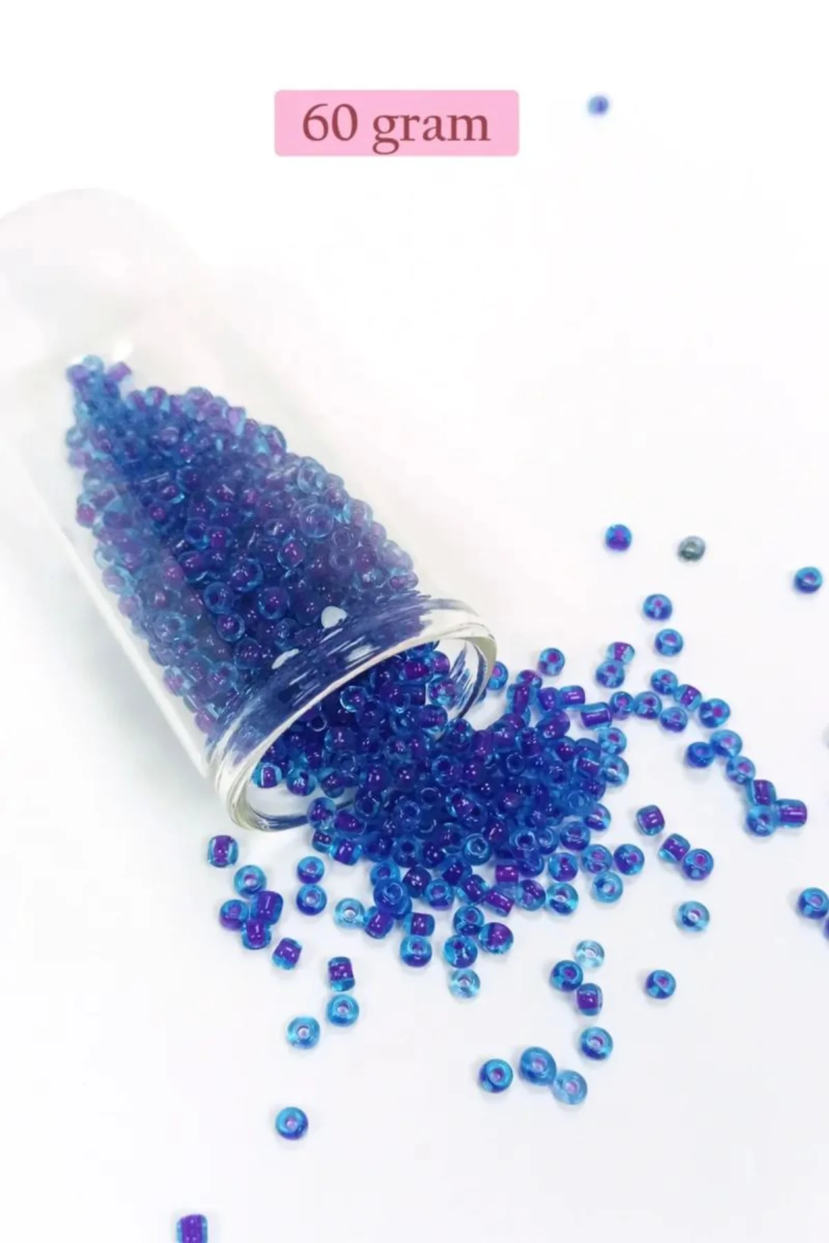 Dökme Cam Kum Boncuk (8/0) 3 mm - 60 Gram - Şeffaf Koyu Mavi - BNC202 - Just Cheap Store Görsel 3