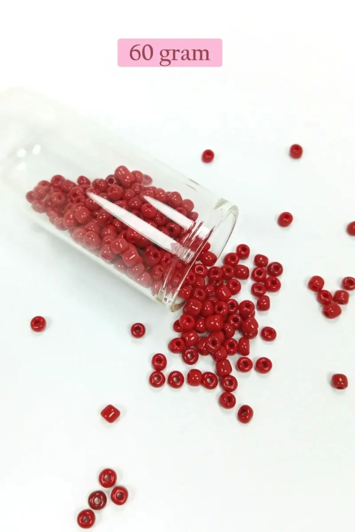 Dökme Cam Kum Boncuk Büyük Boy (6/0) 4 mm - 60 Gram - Koyu Kırmızı - BNC110 - Just Cheap Store Görsel 3