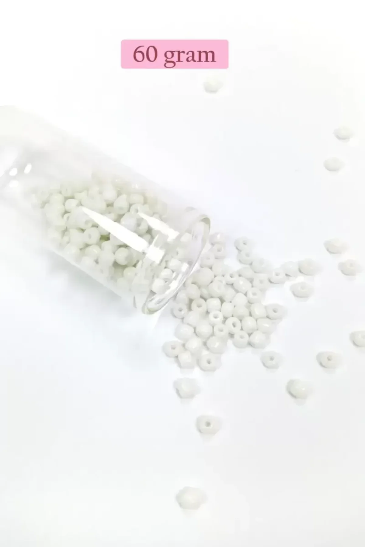 Dökme Cam Kum Boncuk Büyük Boy (6/0) 4 mm - 60 Gram - Beyaz - BNC111
