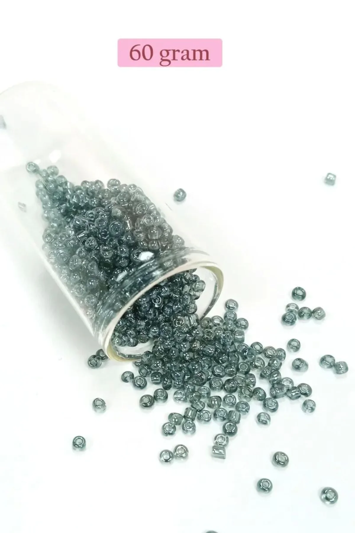 Dökme Cam Kum Boncuk (8/0) 3 mm - 60 Gram - Şeffaf Gri - BNC215 - Just Cheap Store Görsel 3