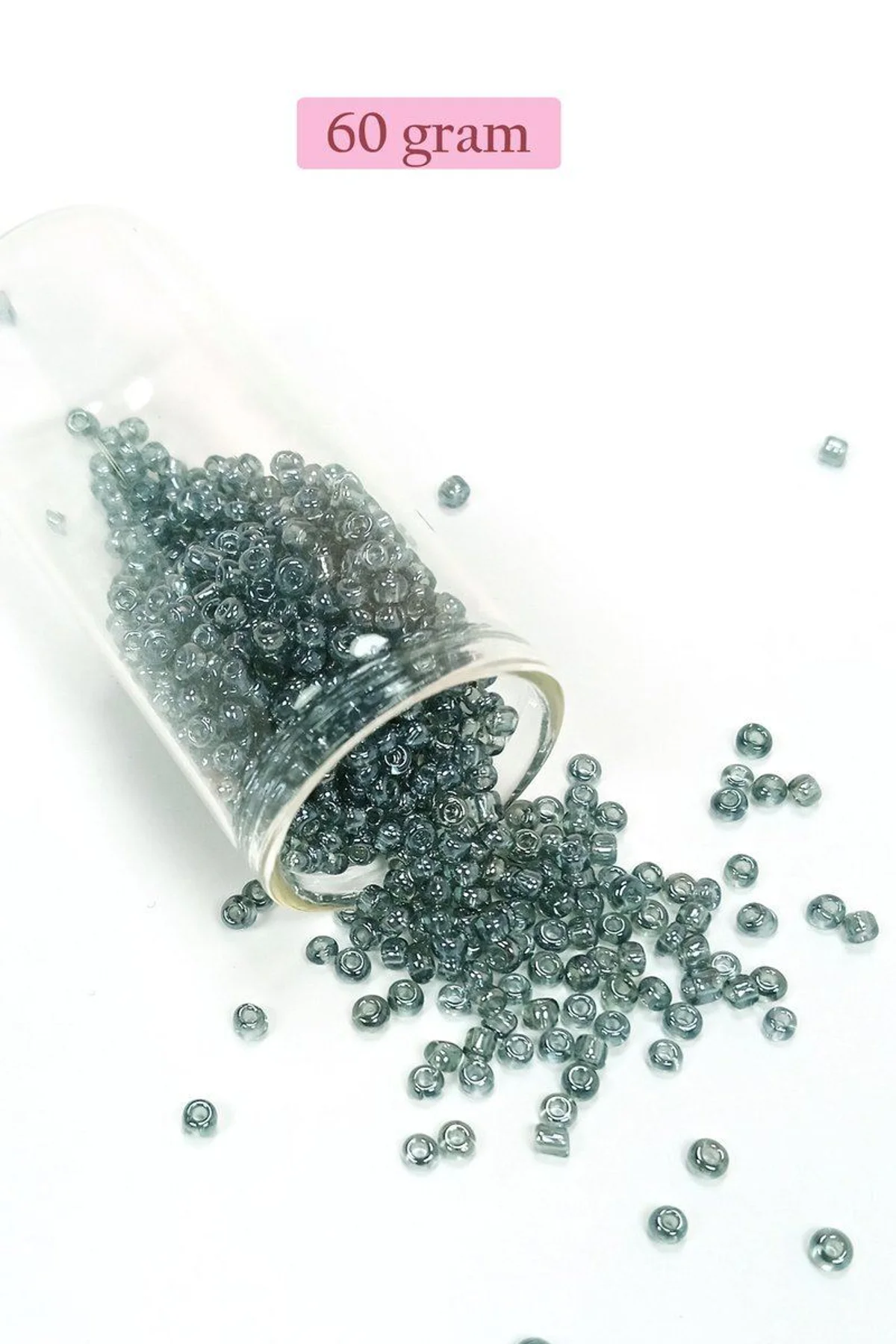 Dökme Cam Kum Boncuk (8/0) 3 mm - 60 Gram - Şeffaf Gri - BNC215 - Just Cheap Store Görsel 5