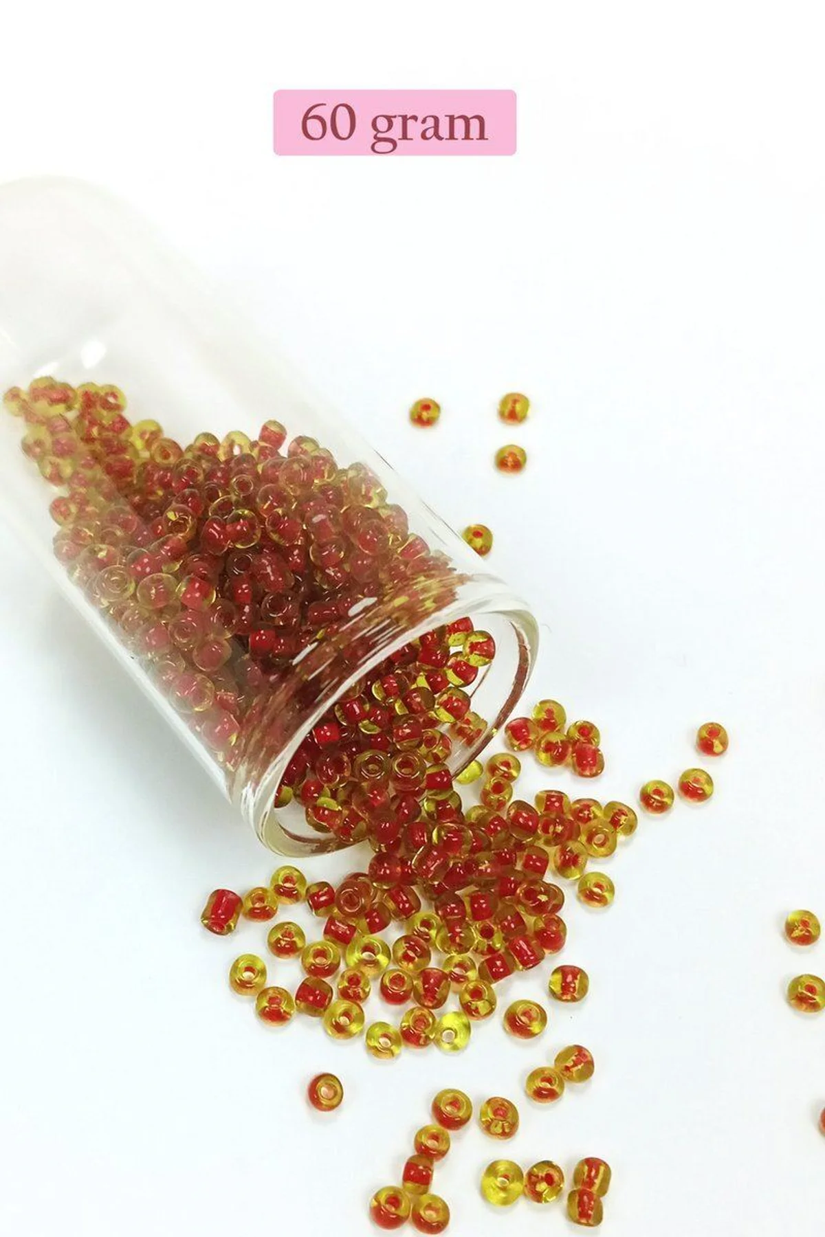 Dökme Cam Kum Boncuk (8/0) 3 mm - 60 Gram - Şeffaf Sarı Kırmızı - BNC216 - Just Cheap Store Görsel 5