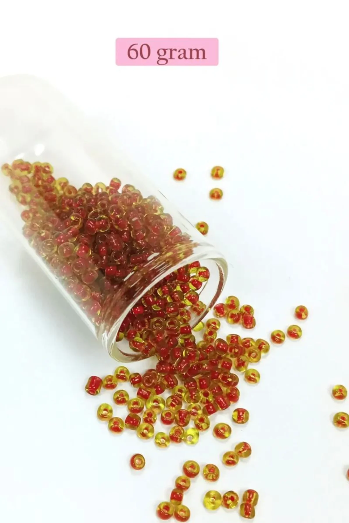 Dökme Cam Kum Boncuk (8/0) 3 mm - 60 Gram - Şeffaf Sarı Kırmızı - BNC216 - Just Cheap Store Görsel 3
